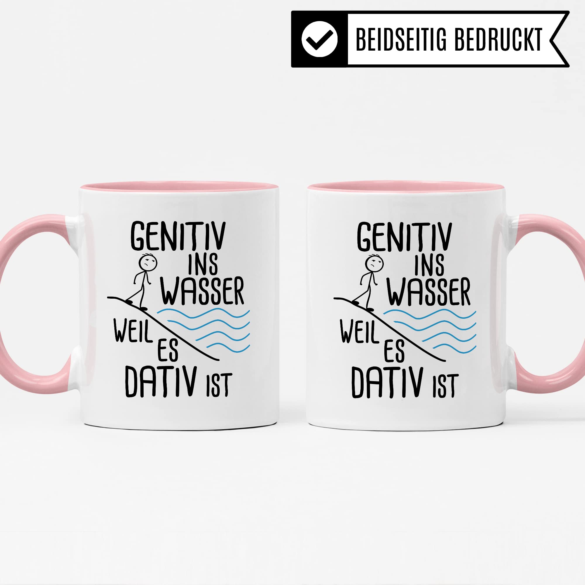 Grammatik Tasse, Genitiv ins Wasser weil es Dativ ist Geschenk Kaffee-Becher Geschenkidee Lehrer Tasse mit Spruch lustig Grammatik Deutsch Dativ Genitiv Kaffeetasse Teetasse Germanist