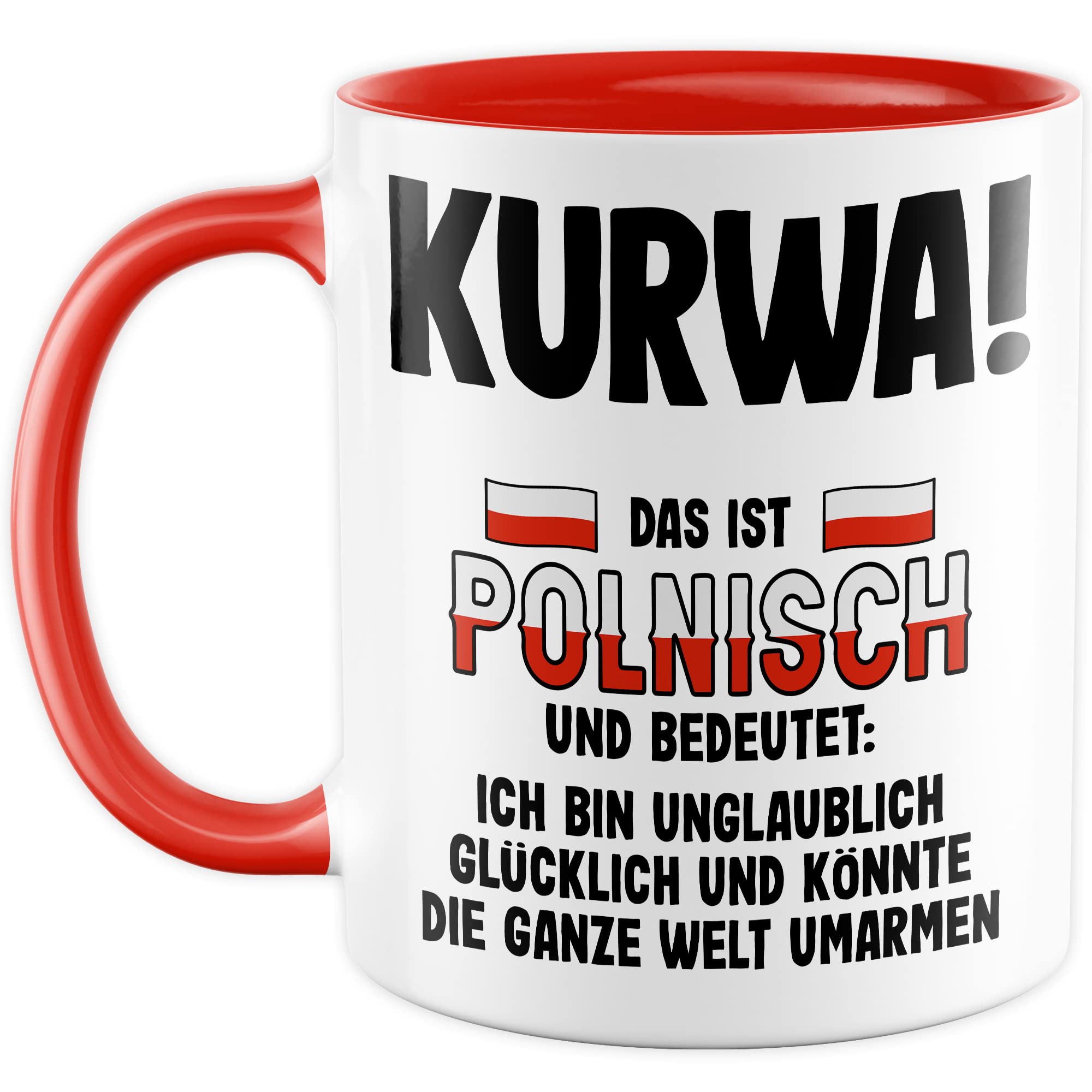 Kurwa Tasse lustige Kaffeetasse mit Spruch polnisch Kaffee-Becher Polen Witz kurwa mac Geschenkidee Pole Polin Geschenk Ostblock falsche Übersetzung Deutsch-Polnisch Sarkasmus