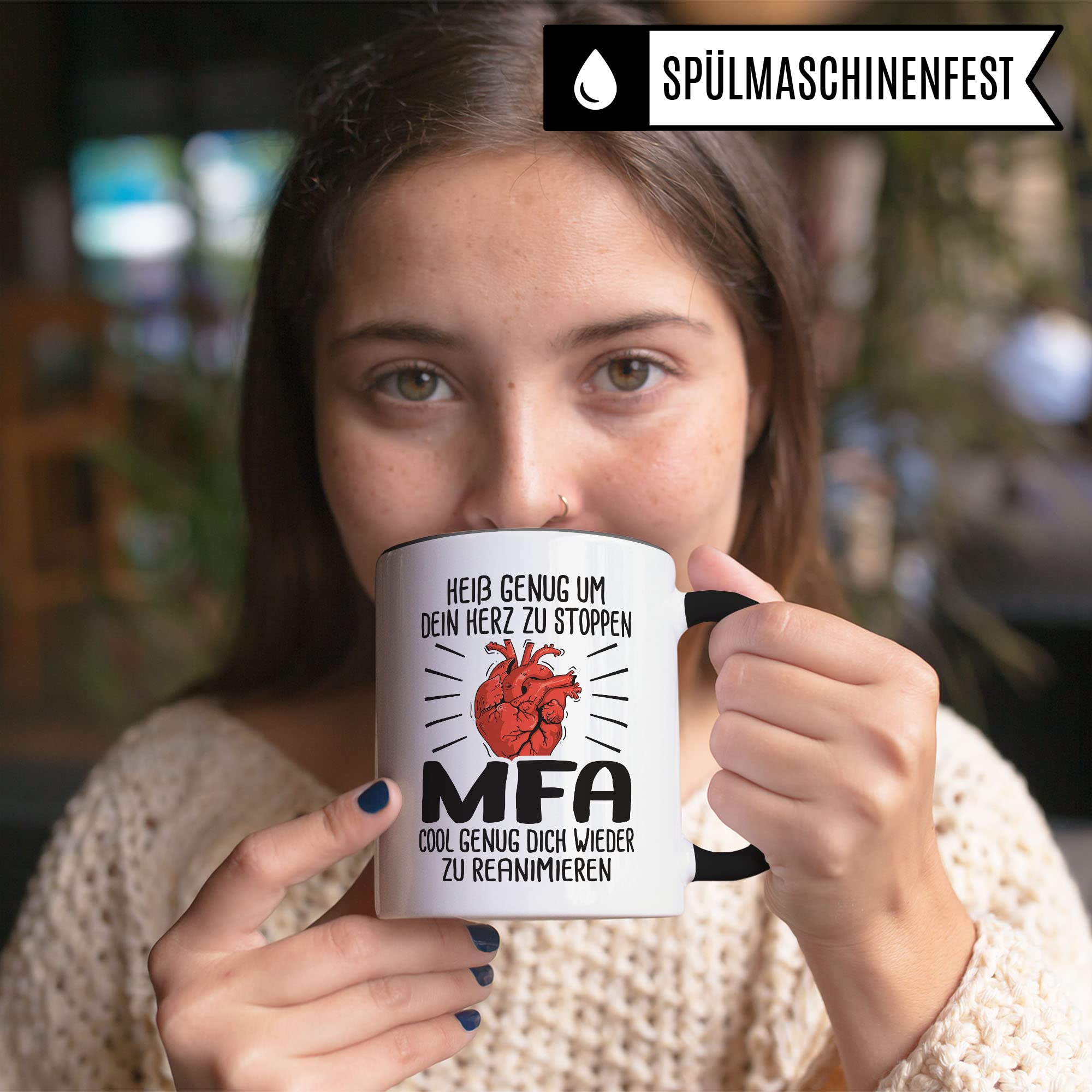 Tasse MFA, Heiß genug um dein Herz zu stoppen - MFA - Cool genug dich wieder zu reanimieren, Krankenschwester Geschenk, Arzthelfer Tasse Medizinische Fachangestellte Arzthelferin Krankenpfleger