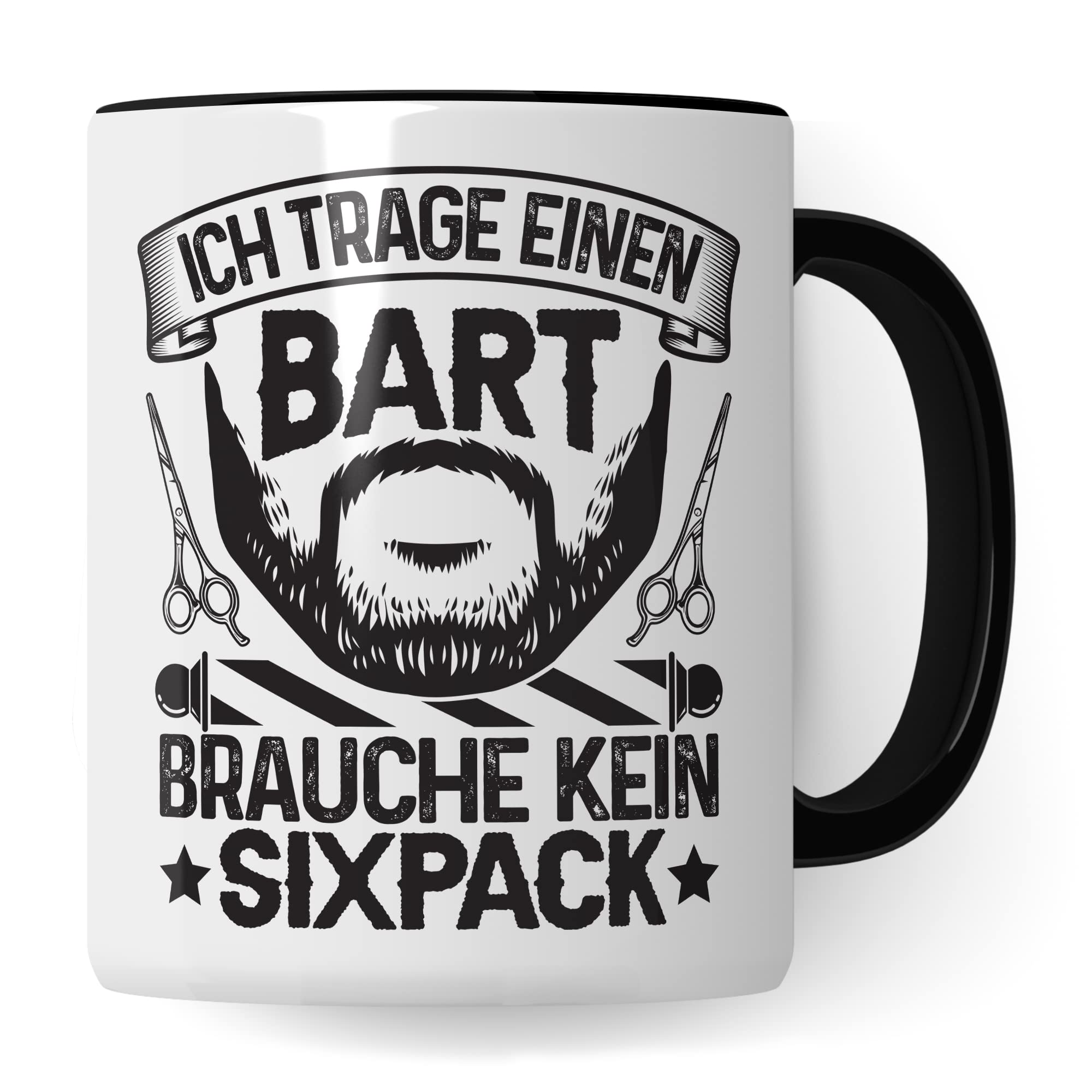 Bartträger Tasse, Ich trage einen Bart - brauche kein Sixpack, Bart Geschenkidee, lustiger Spruch Mann mit Bart, Geschenk Kollegen Freund Kumpel Kaffee-Becher