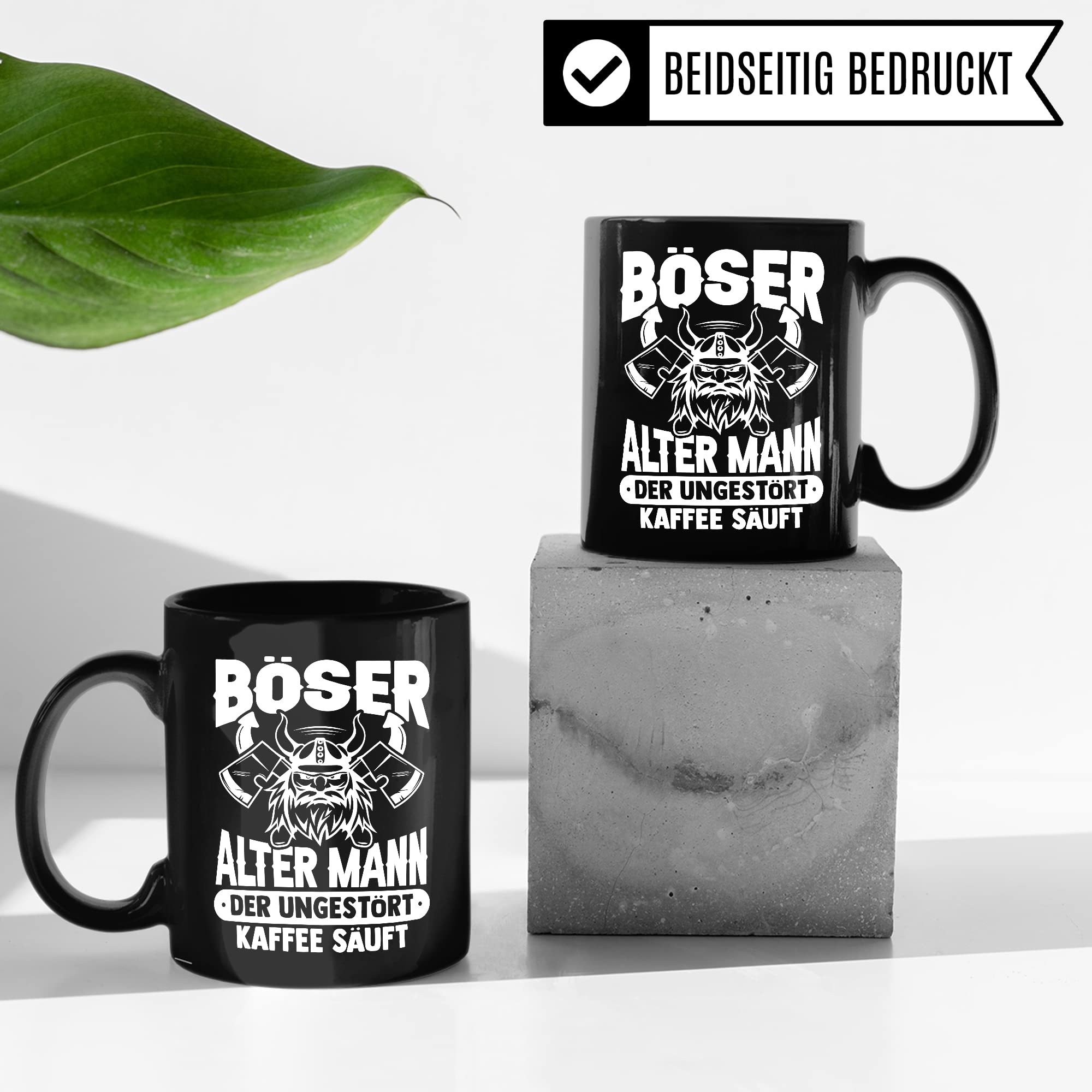 Tasse alter Mann, Böser alter Mann der ungestört Kaffee säuft Kaffee-Becher Geschenk Geschenkidee für alte Männer Papa Opa Kaffeetasse Wikinger-Motiv Tasse mit Spruch lustig