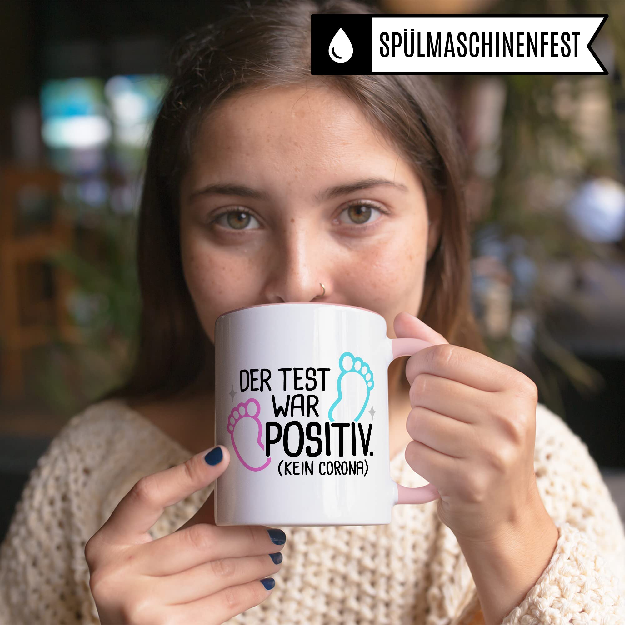 Schwangerschaft Tasse, Der Test war positiv, werdende Mama Geschenk Schwanger Freundin Papa Vater Geschenke für Opa Opa Schwester Bruder schöner Spruch Kaffee-Becher