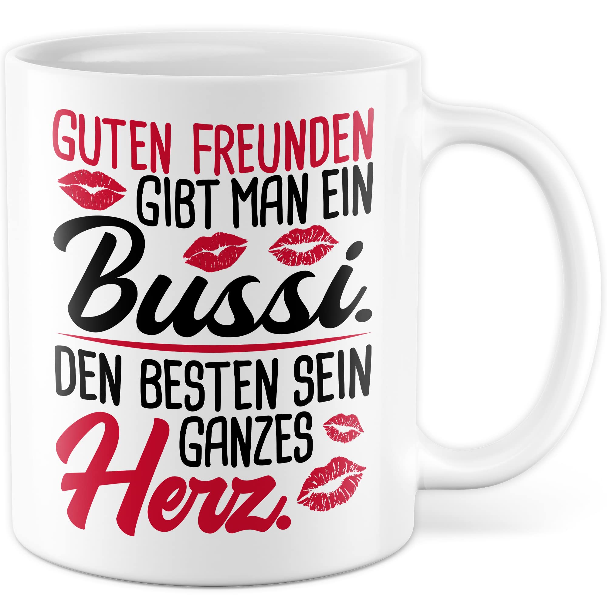 Freunde Tasse Freundinnen Kaffeetasse Freundschaft Kaffee-Becher Frauen Beste Freundin Geschenk-Idee Guten Freunden Bussi Besten Herz Spruch