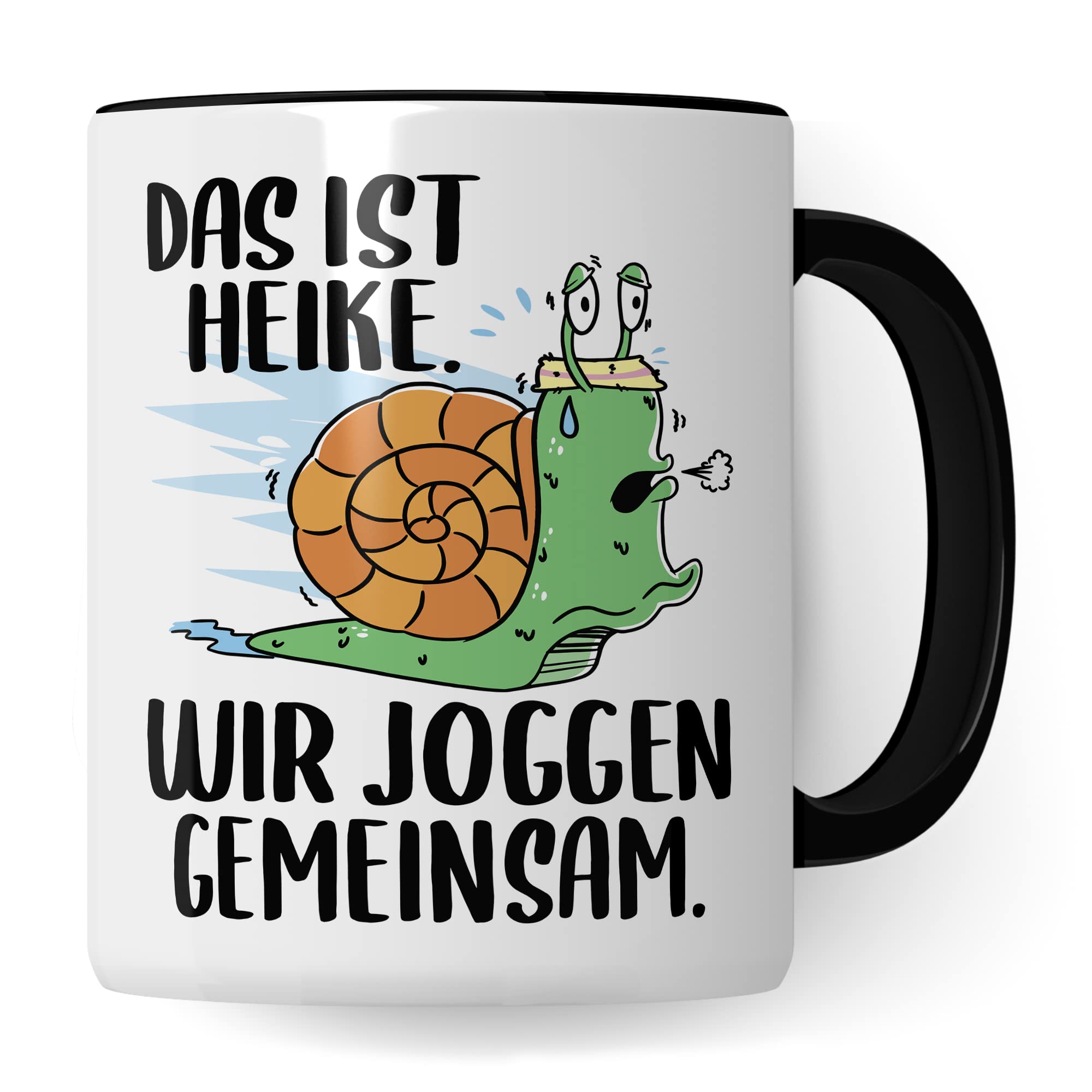 lustige Tasse Humorvolle Kaffeetasse mit Spruch Kaffee-Becher Witz Schnecke Joggen Spruch Geschenk-Idee Das ist Heike