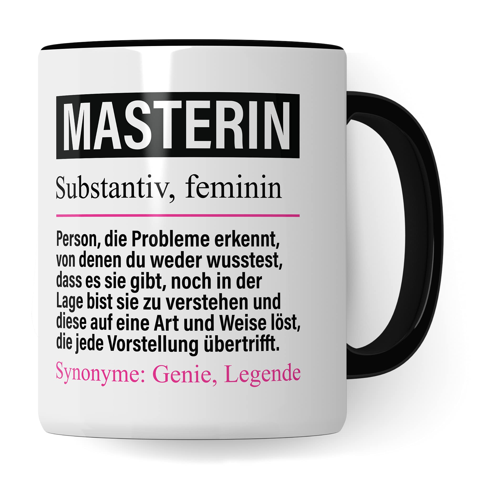 Masterin Tasse lustig, Masterin Geschenk Beruf, Spruch Masterarbeit Geschenkidee, Kaffeetasse Beruf Studium Master-studentin Kaffeebecher Teetasse Becher