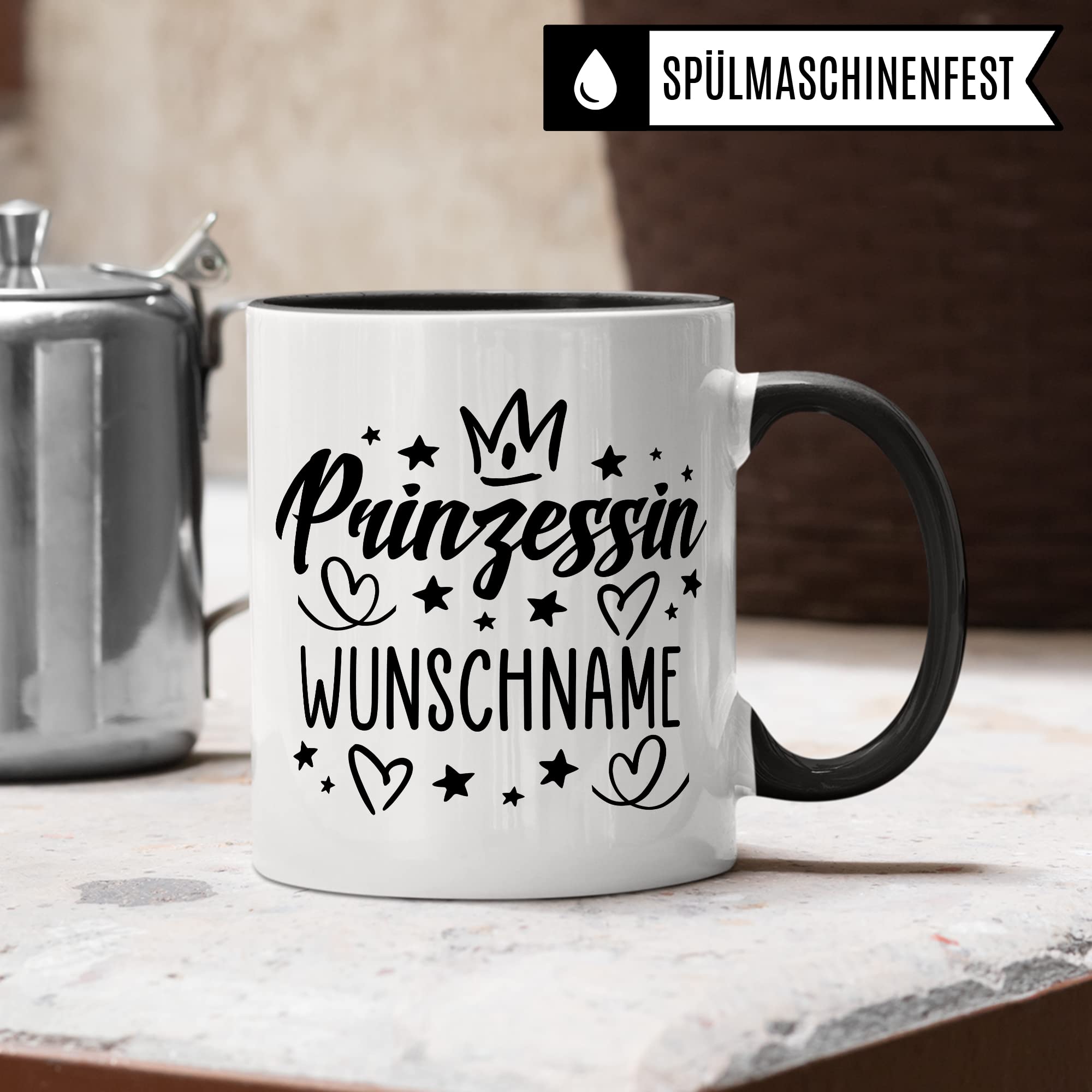 Prinzessin Tasse personalisierbar Geschenk für Mädchen Prinzessinnen Deko Geburtstag Custom Geschenkidee princess Kindergeburtstag Prinzesschen Tasse mit Wunschname