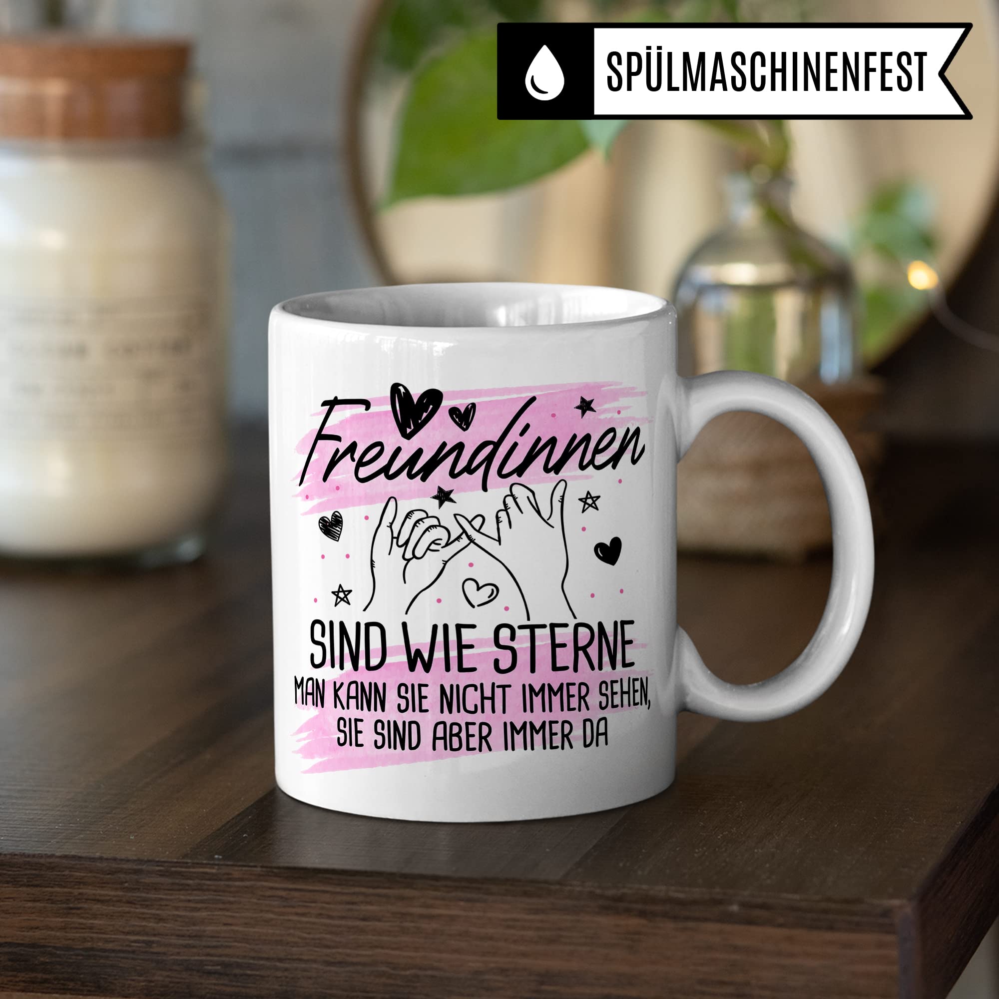 Freundin Tasse Freundinnen Kaffeetasse Freundschaft Kaffee-Becher Frauen Beste Freundin Geschenk-Idee Sterne immer da