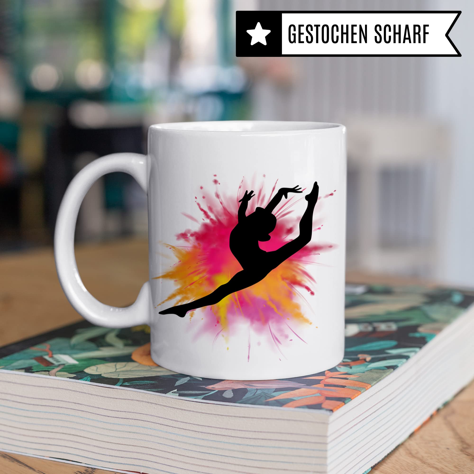 Turnerin Tasse, Turn Geschenk Turnen Kaffeebecher, Kaffeetasse Humor Witz Geschenkidee für Turner Mädchen Frauen Spagat Becher