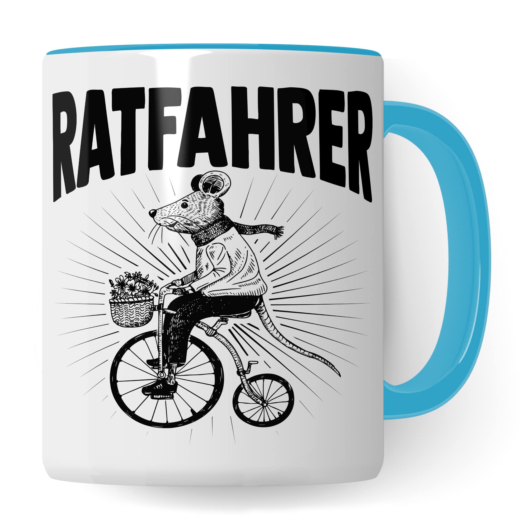 Ratfahrer Tasse Fahrrad Kaffeetasse Ratte Kaffee-becher Fahrradliebe Bike lustig Geschenk Fahrradfahren Geschenkidee Motiv Biker