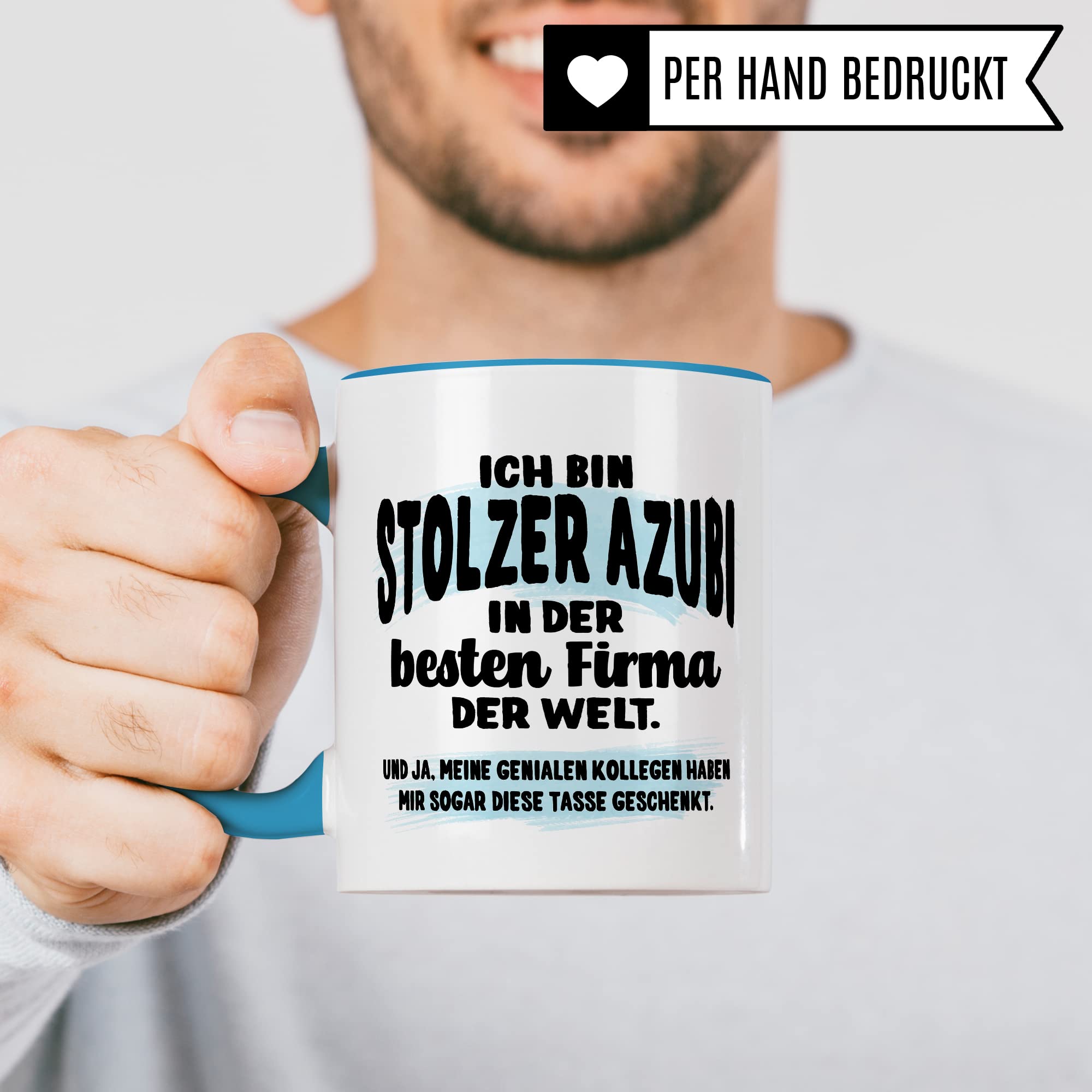 Stolzer Azubi Tasse Kaffeetassen Azubi Ausbildung Kaffee-Becher Lehrling Ausbildung Beste Firma Spruch Becher Geschenkidee Azubi-Geschenk Auszubildender lustig Witz Humor