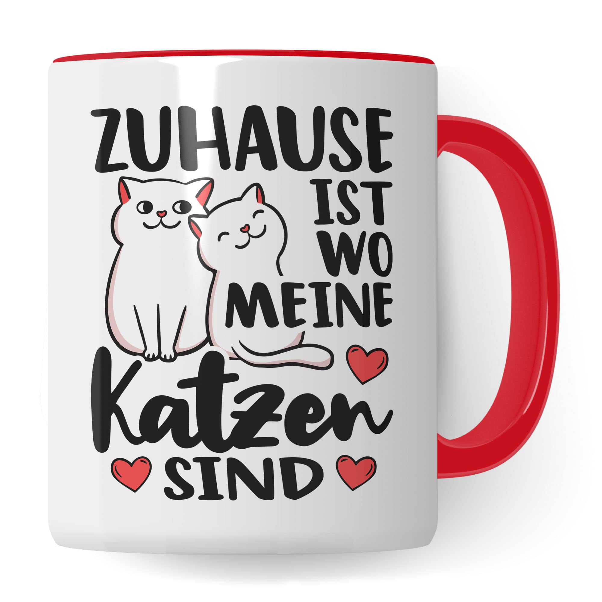 Tasse Katzen-Motiv, Zuhause ist wo meine Katzen sind Spruch, Süßes Geschenk Katzenliebhaber Katzen-Motiv, Geschenkidee Kollegen Freund Freundin, lustige Katze Kater Katzenfreund Büro-Tasse