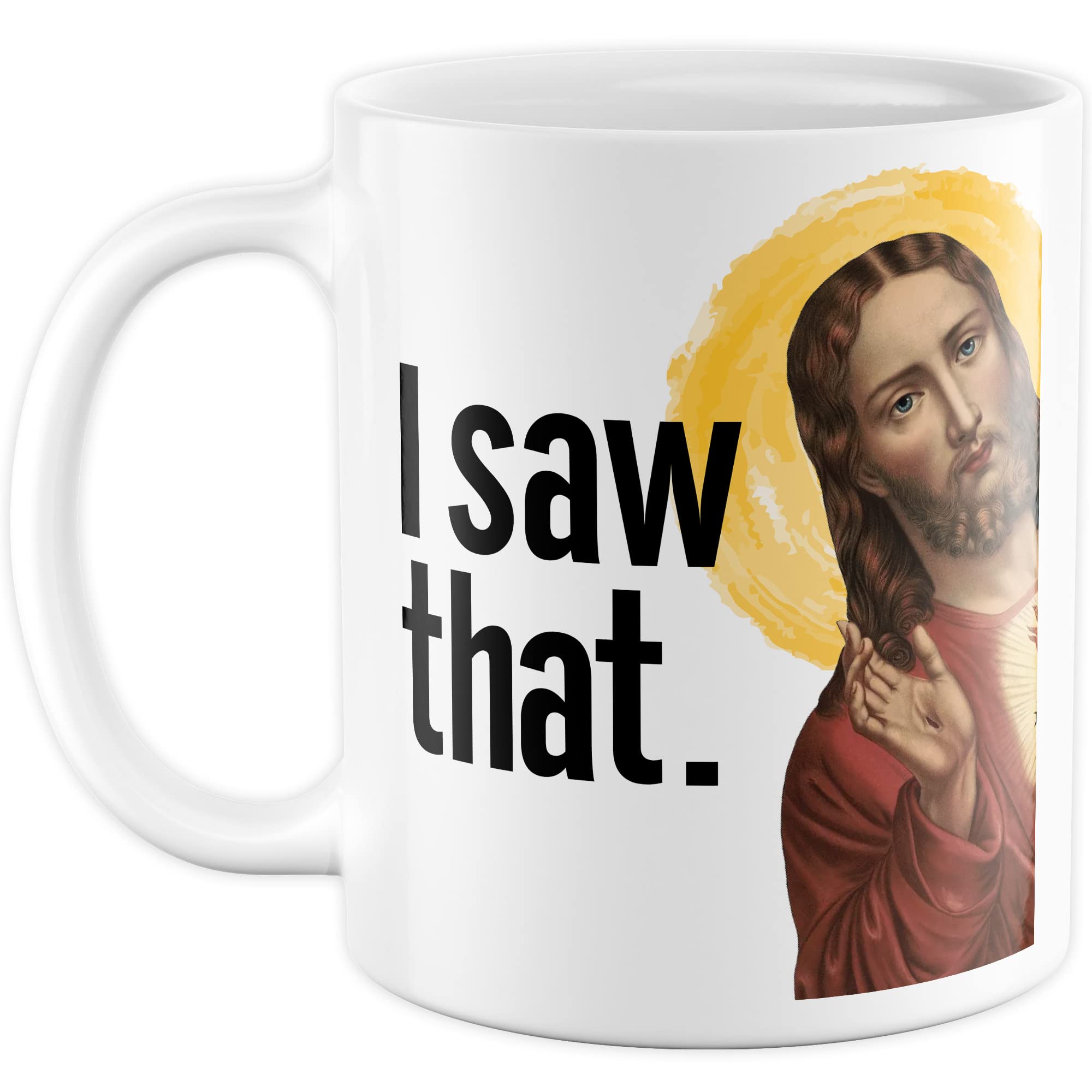 Jesus Tasse Meme Geschenkidee Humor Kaffeetasse mit lustigen Spruch Geschenk für Kollege Kaffeebecher Christus Peeking Becher