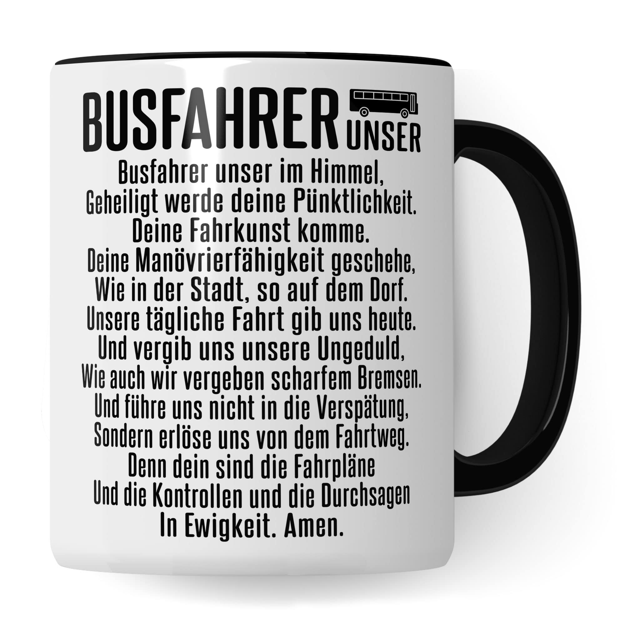 Busfahrer Tasse, Kollegen Geschenk, Kaffeetasse Humor Witz Geschenk für Bus Fahrer, Buschauffeur Becher, Autobusfahrer Geschenkidee, Kaffeebecher für Männer, VaterUnser