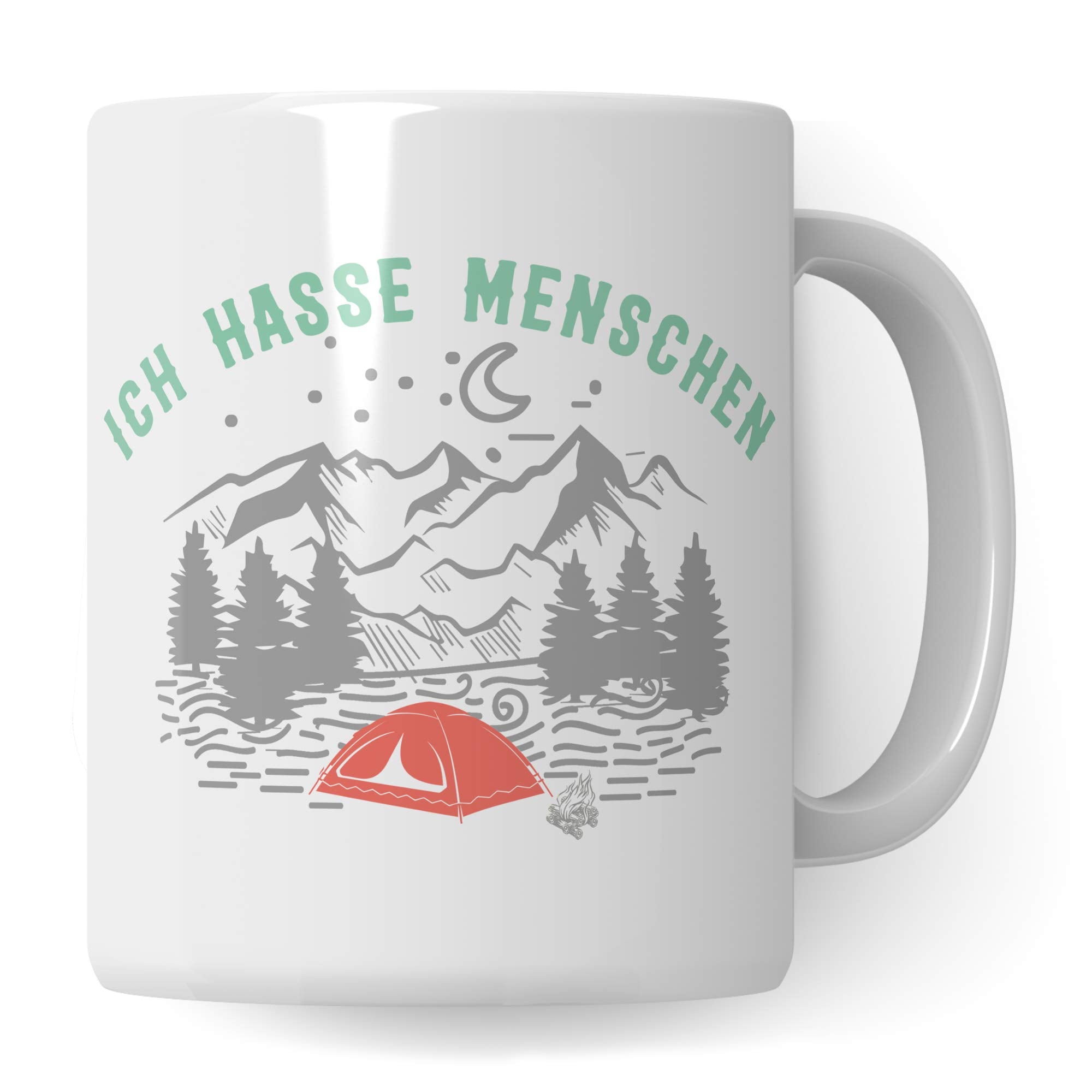 Pagma Druck Wandern Tasse, Berg Geschenk: Ich Hasse Menschen, Kaffeetasse Wanderung Bergsteigen Campen Zelten Zelt Spruch, Berge Gebirge Alpen Becher, Mountains Kaffeebecher Wanderer Bergsteiger