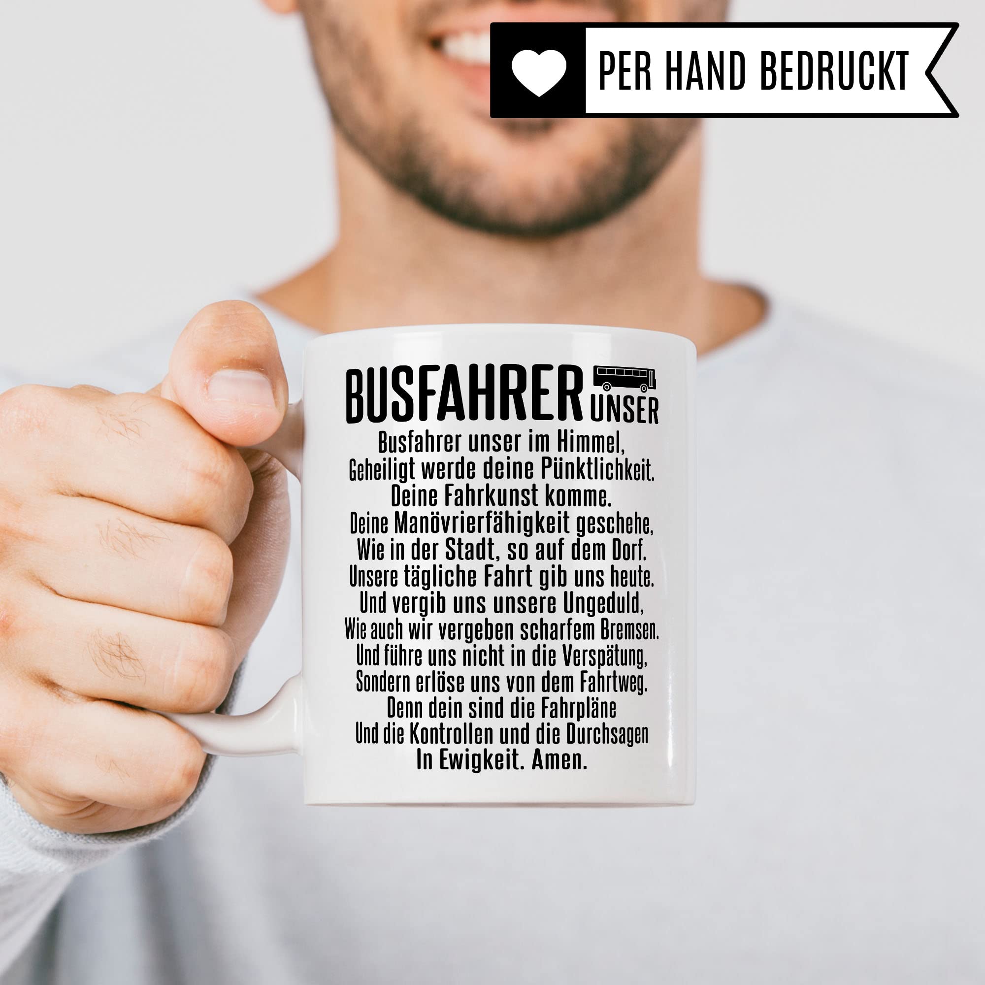 Busfahrer Tasse, Kollegen Geschenk, Kaffeetasse Humor Witz Geschenk für Bus Fahrer, Buschauffeur Becher, Autobusfahrer Geschenkidee, Kaffeebecher für Männer, VaterUnser