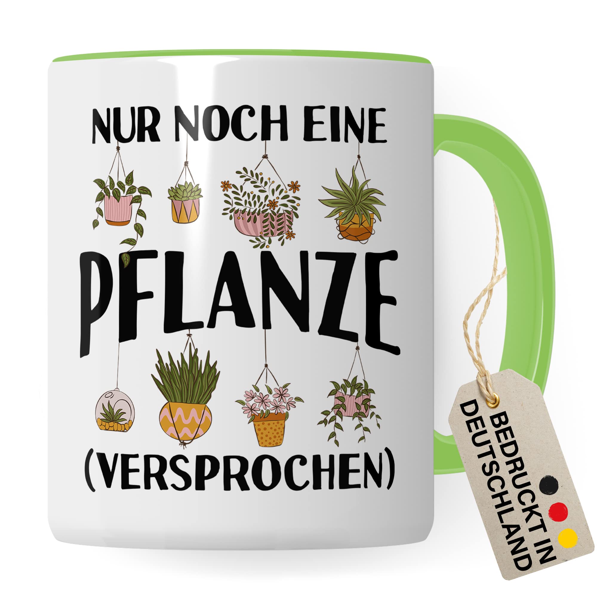 Tasse Garten-liebhaber, Nur noch eine Pflanze versprochen Spruch, Geschenk Garten-Motiv Kaffeetasse Hobby-Gärtner Hobby-Gärtnerin, Pflanzen-Motiv Pflanzenliebhaber Plants grüner Daumen Tassen