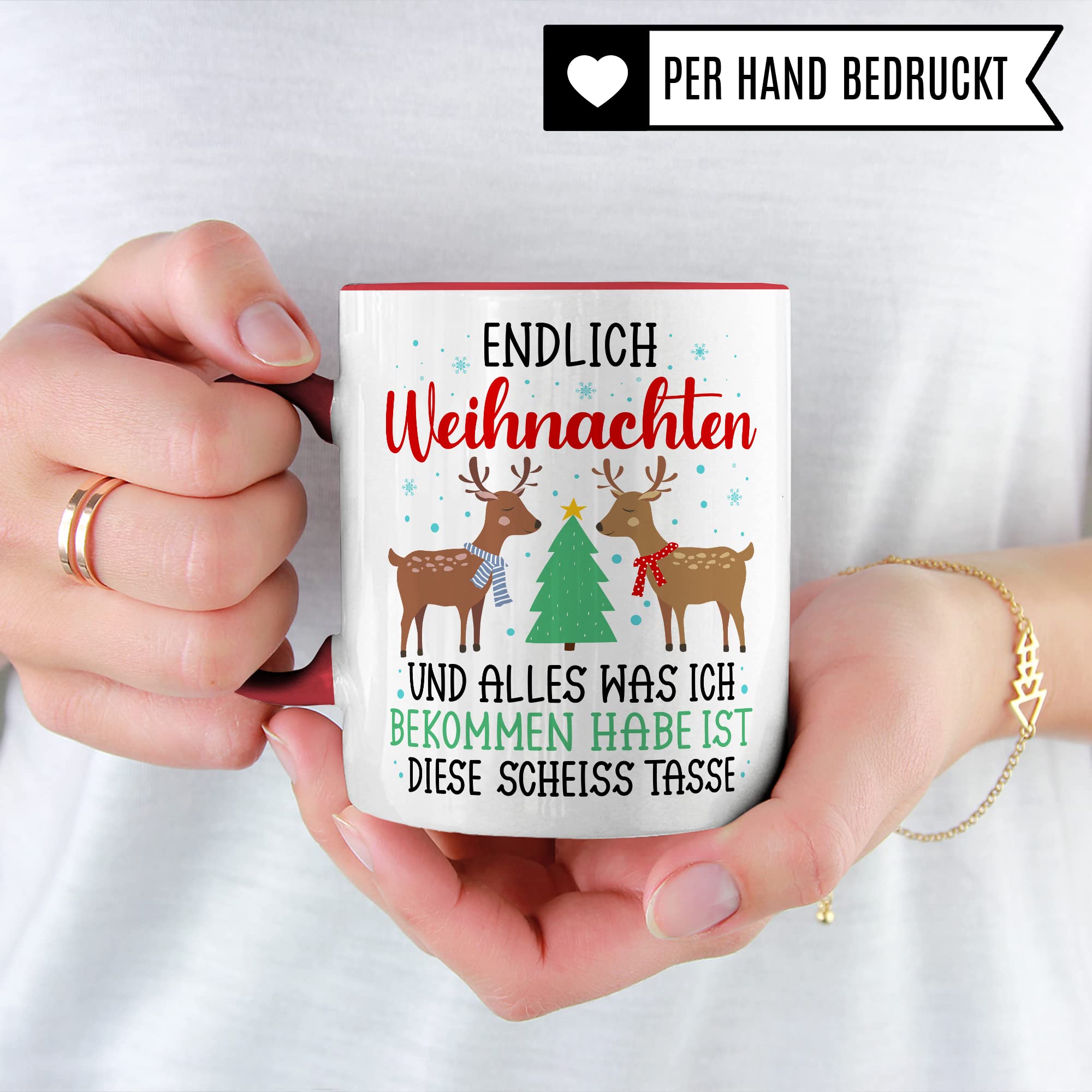 Weihnachten Tasse Geschenk Kaffeetasse Geschenkidee Humor Weihnachtstasse Sarkasmus Kaffee-Becher witziger Geschenkartikel Endlich Weihnachten alles was ich bekomm ist diese scheiß Tasse Spruch