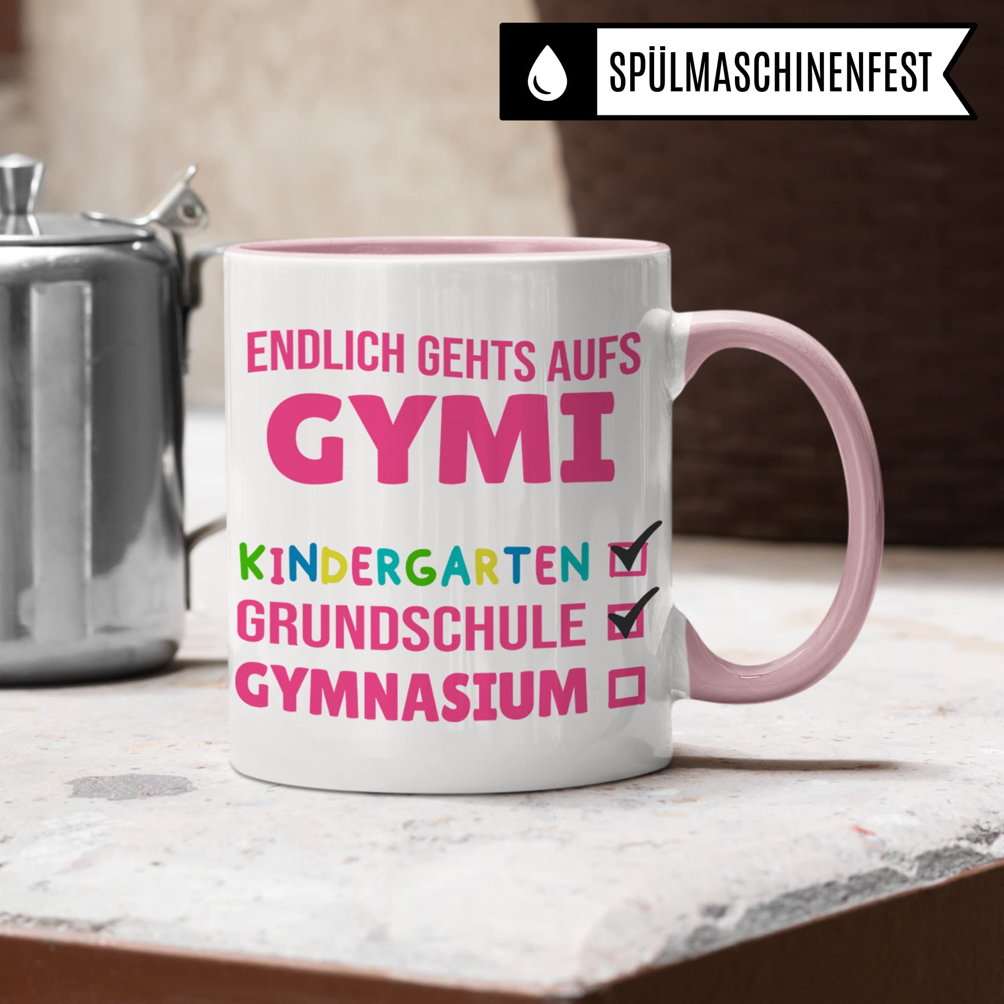 Tasse 5. Klasse Gymnasium - Geschenk Schulwechsel Grundschule Gymnasium Übergang - Geschenkidee Übertritt Gymnasiast Jungen - Kakaobecher Schule Schüler Gymi Becher