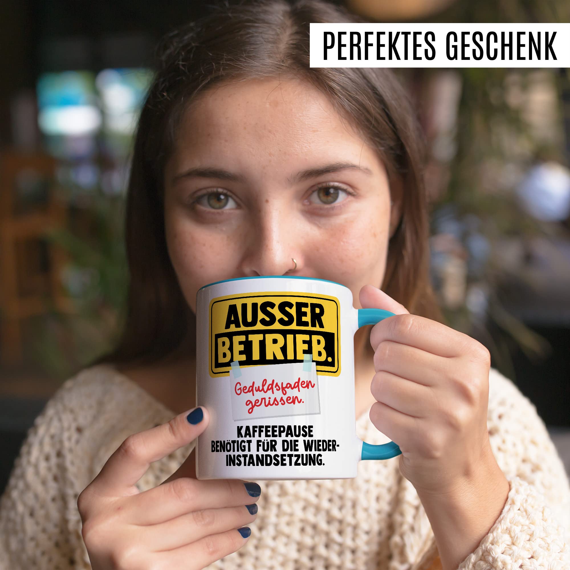 Büro Tasse Witz Geschenkidee Geduldsfaden Kaffeetasse Humor Geschenk für Kollegen Kaffeebecher Arbeits Becher