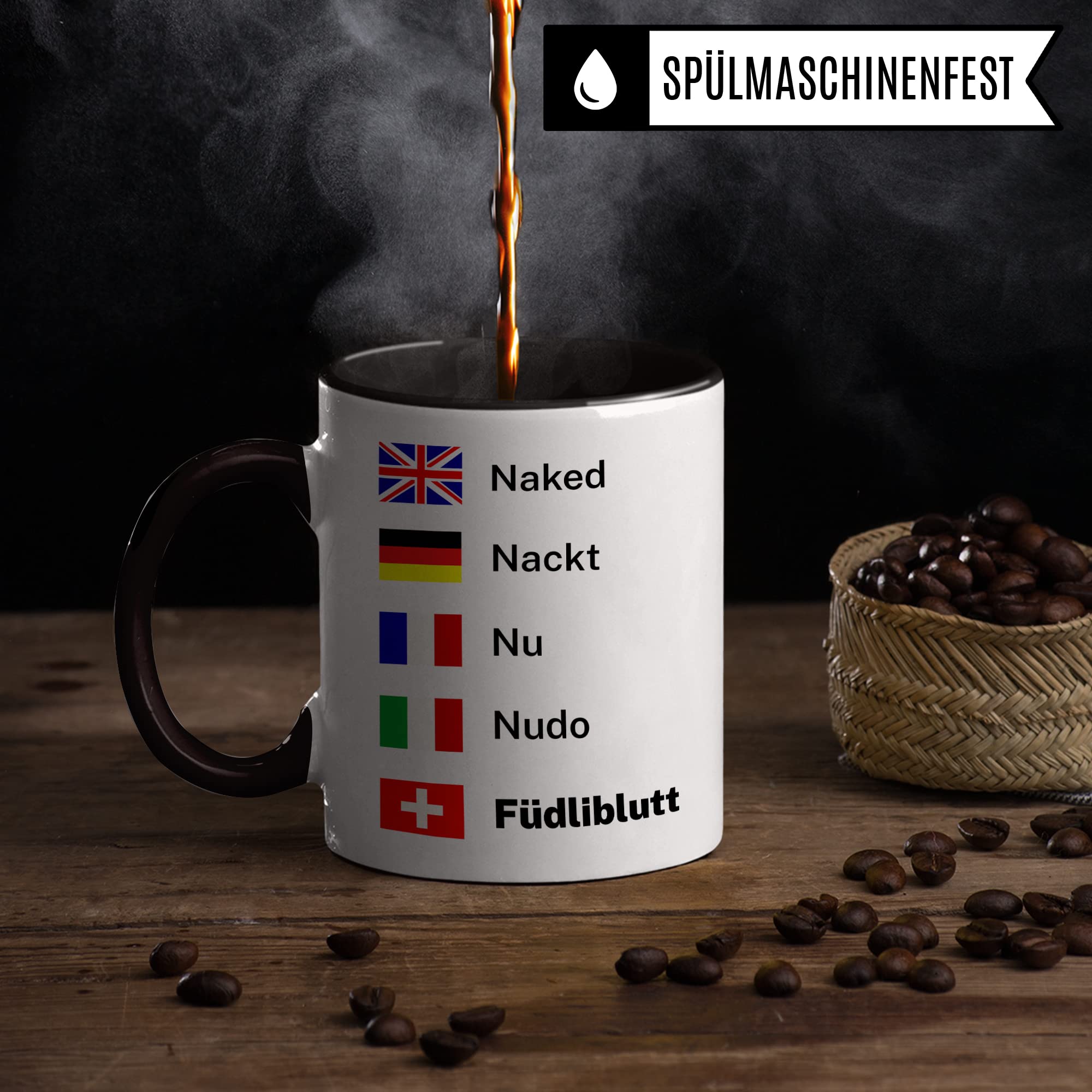 Schweiz Tasse lustig, Geschenk Schweizerdeutsch Dialekt Spruch: Füdliblutt, Kaffeetasse Schweizerdeutsch Schweizerin Schweizer Humor Witz Schweizerisch Becher