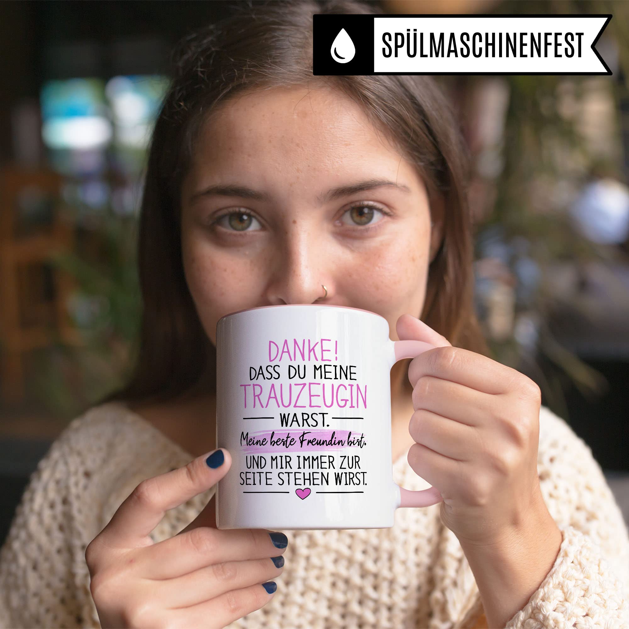 Trauzeugin Tasse DANKE! Dass du meine Trauzeugin warst Spruch Geschenk DankeschönTrauzeugin süßes Motiv schöne Geschenkidee Kaffeetasse Teebecher Hochzeit Dankesgeschenk