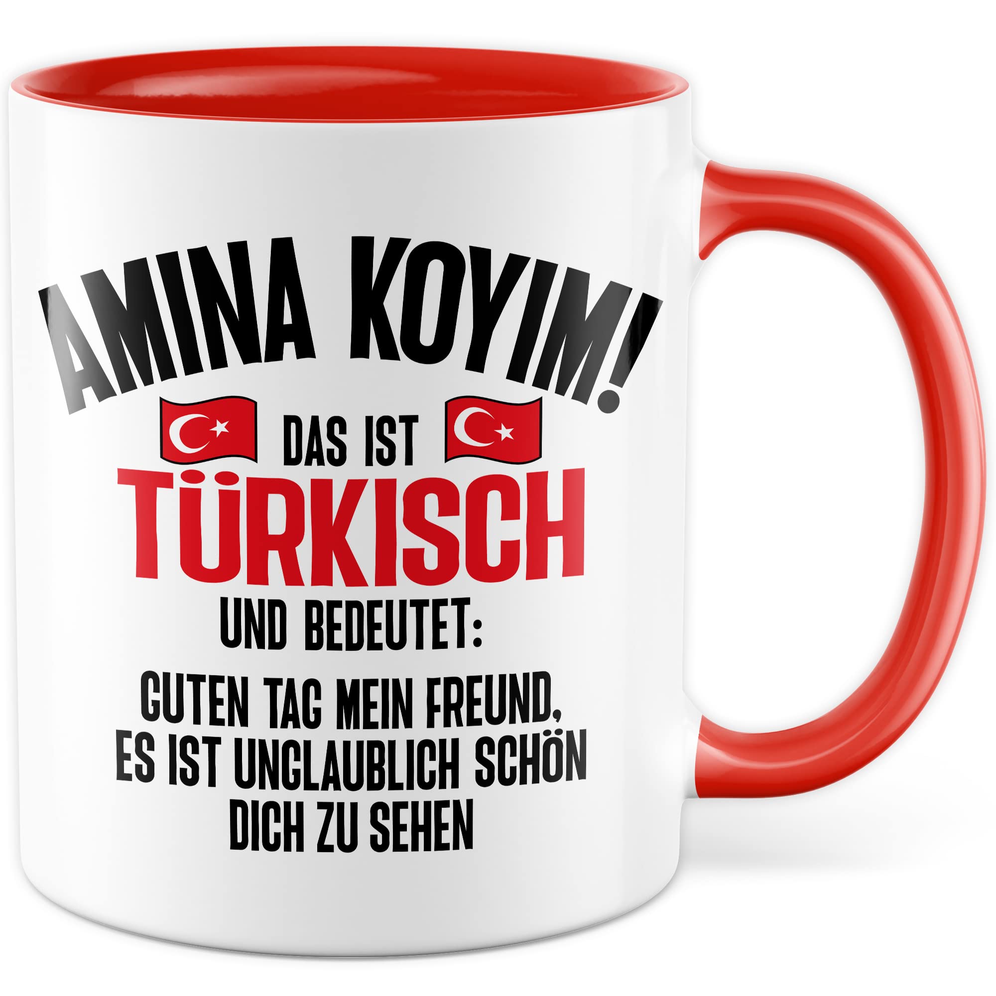 Amina Koyim Tasse lustige Kaffeetasse mit Spruch türkisch Kaffee-Becher Türken Witz Amina Koyim Geschenkidee Türke Türkin Geschenk Türkei türkisch Sarkasmus Schimpfwort Beleidigung Sprache