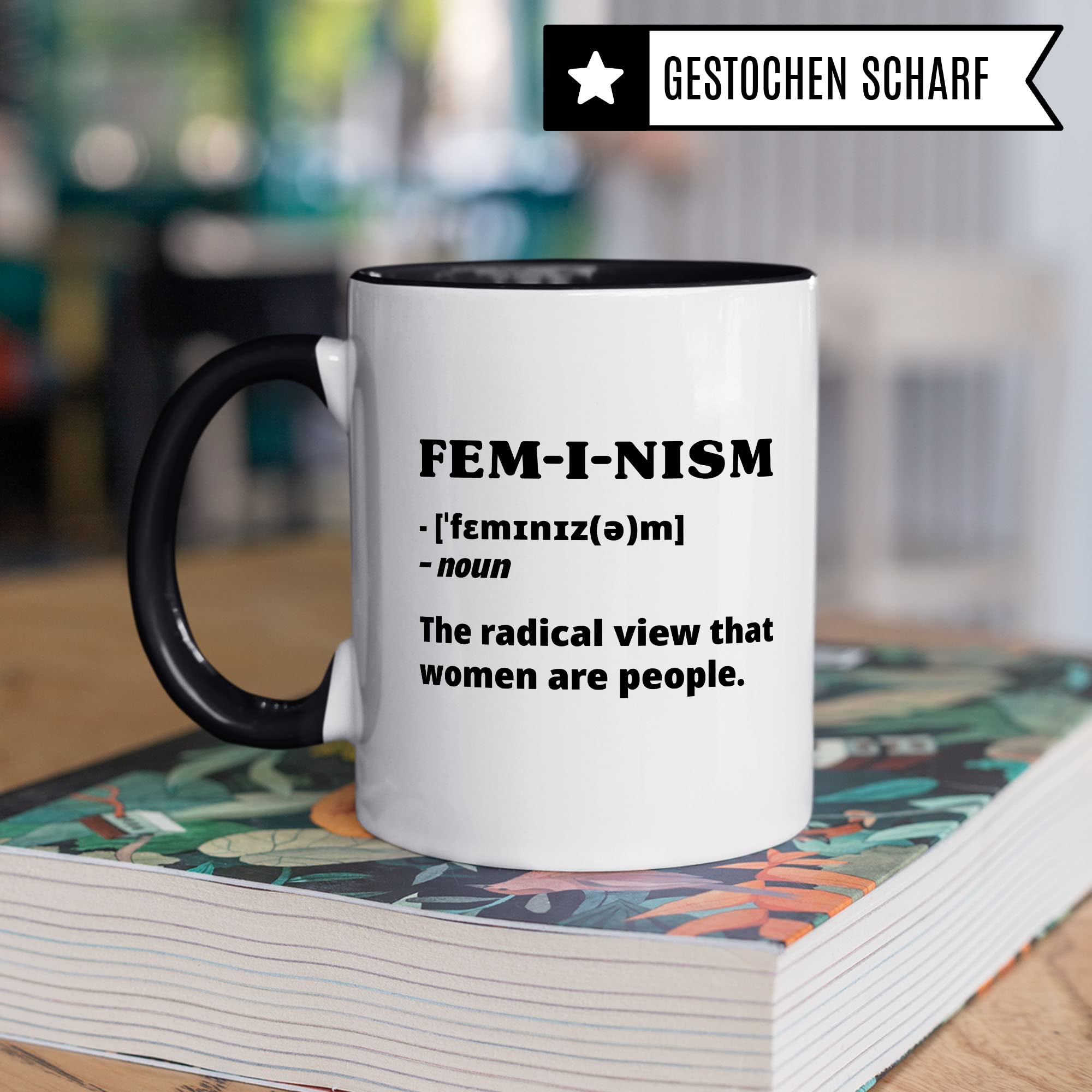 Feminismus Tasse Geschenkidee Kaffeetasse Geschenk für Feministen Kaffeebecher Definition Becher