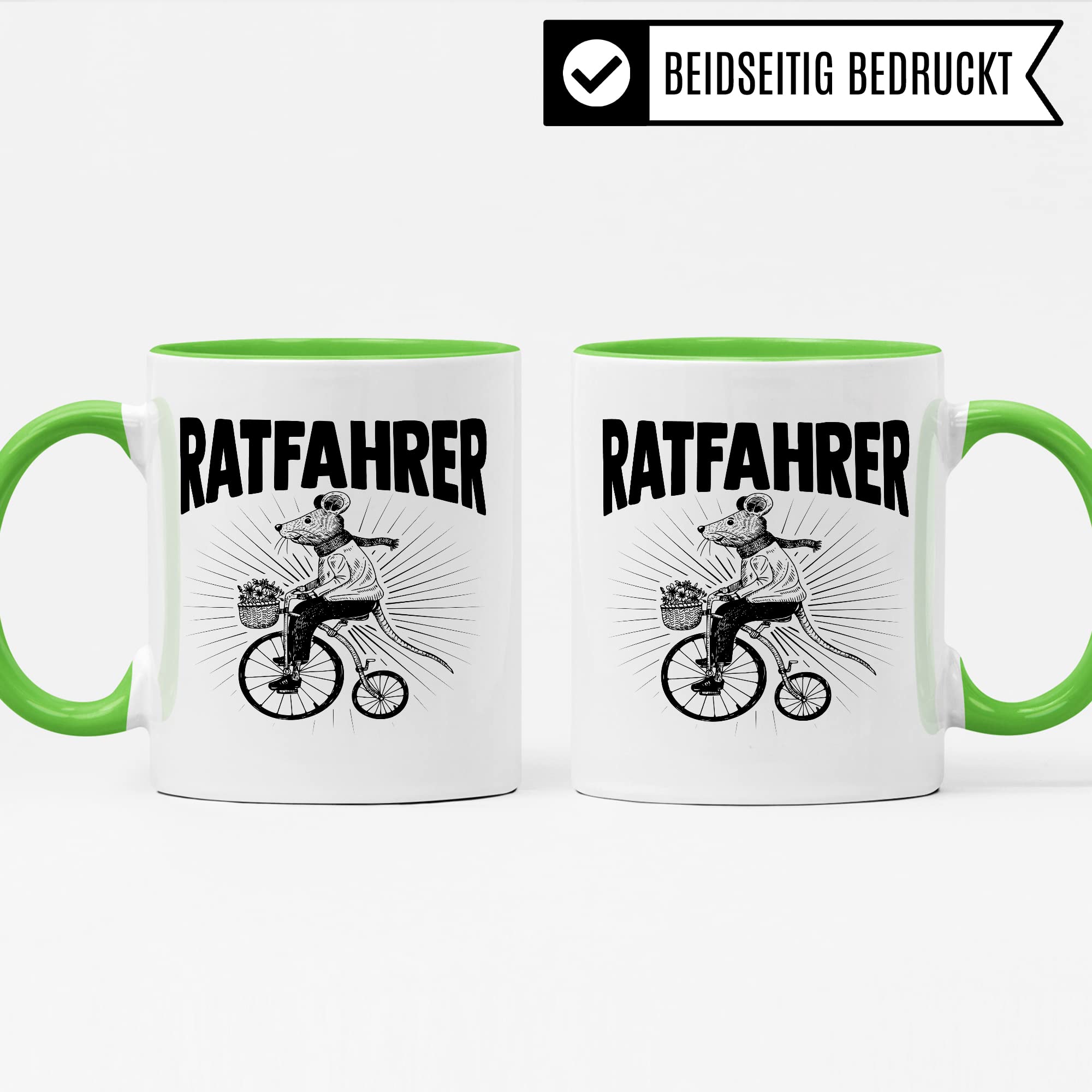 Ratfahrer Tasse Fahrrad Kaffeetasse Ratte Kaffee-becher Fahrradliebe Bike lustig Geschenk Fahrradfahren Geschenkidee Motiv Biker