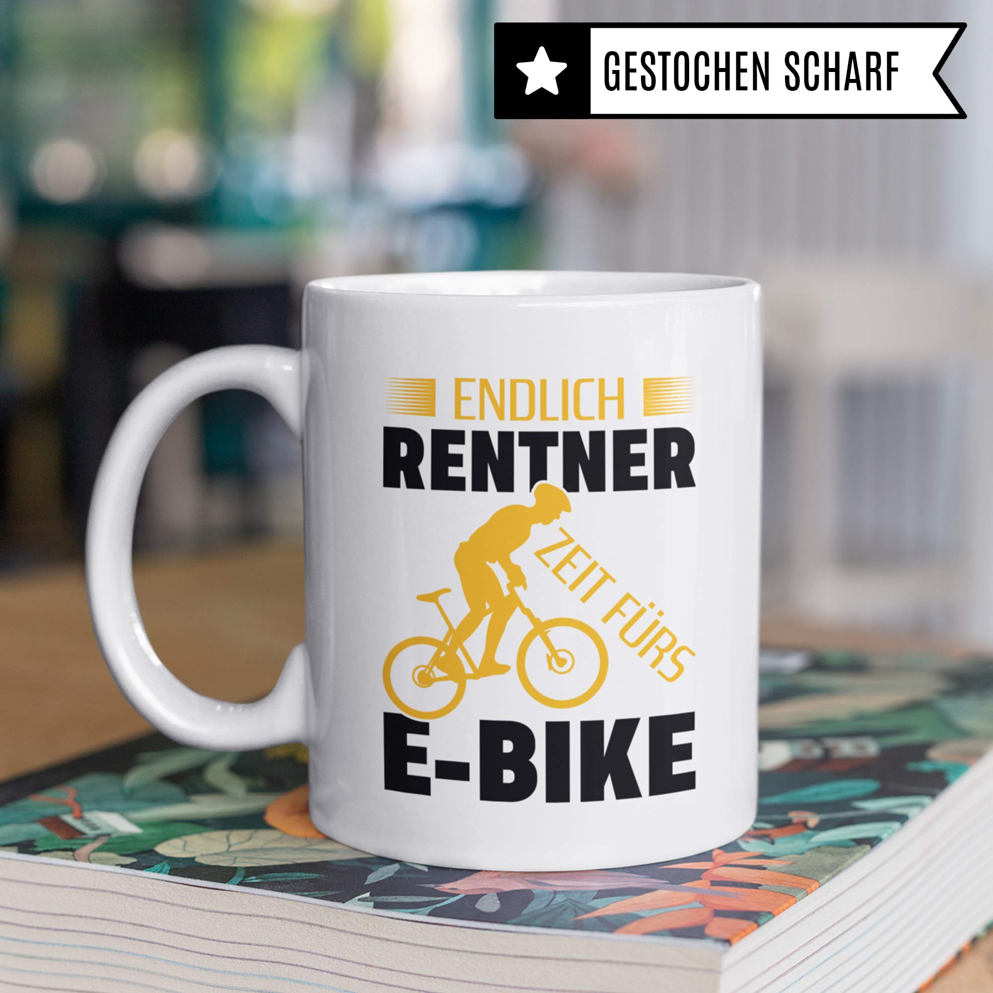 Pagma Druck E-Bike Tasse, Geschenke für EBike Fahrer, Rentner Fahrrad Elektrorad Rente Renteneintritt Geschenkidee, Rentenbeginn Pedelec E Bike Ruhestand Becher Kaffeetasse