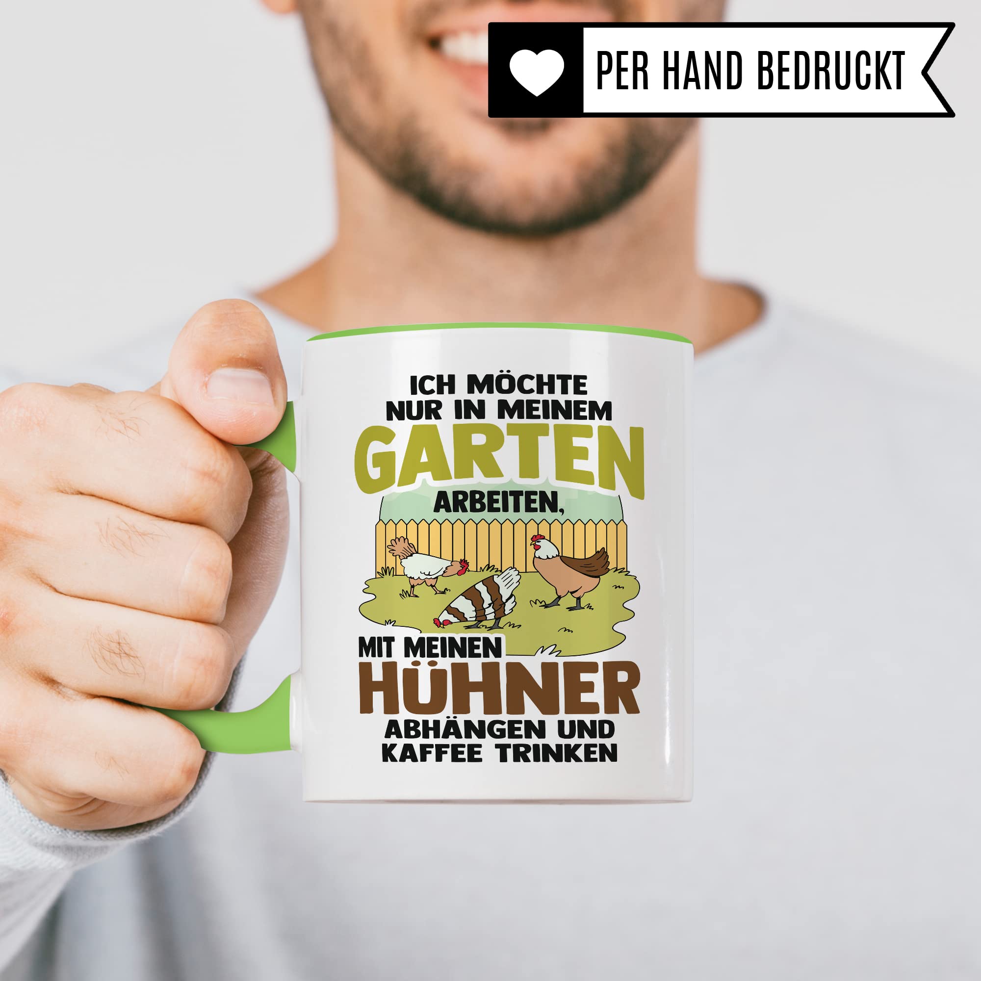 Garten Hühner Tasse Gartenarbeit Kaffeetasse Hühnerhalter-in Kaffee-Becher Heimgärtner Geschenkidee lustig Geschenk Humor