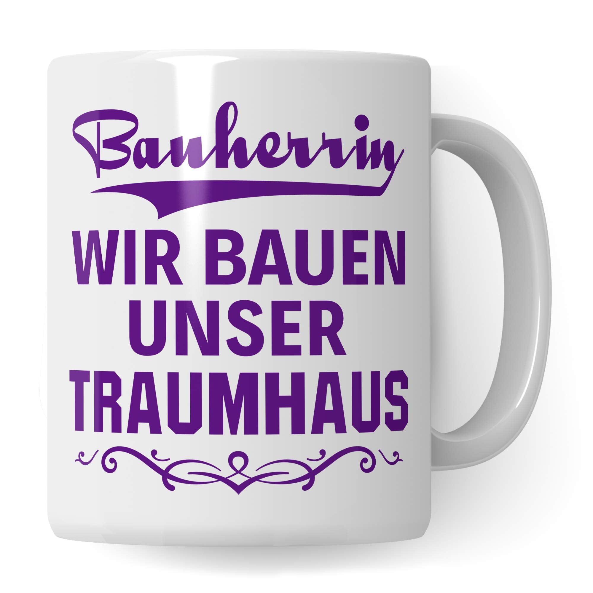 Pagma Druck Bauherrin Geschenk, Geschenke zum Richtfest, Hausbau Richtfest Geschenkideen, Bauherrin Bauherr Hausbau Einweihung Becher Einweihungsfeier Eigenheim Mitbringsel