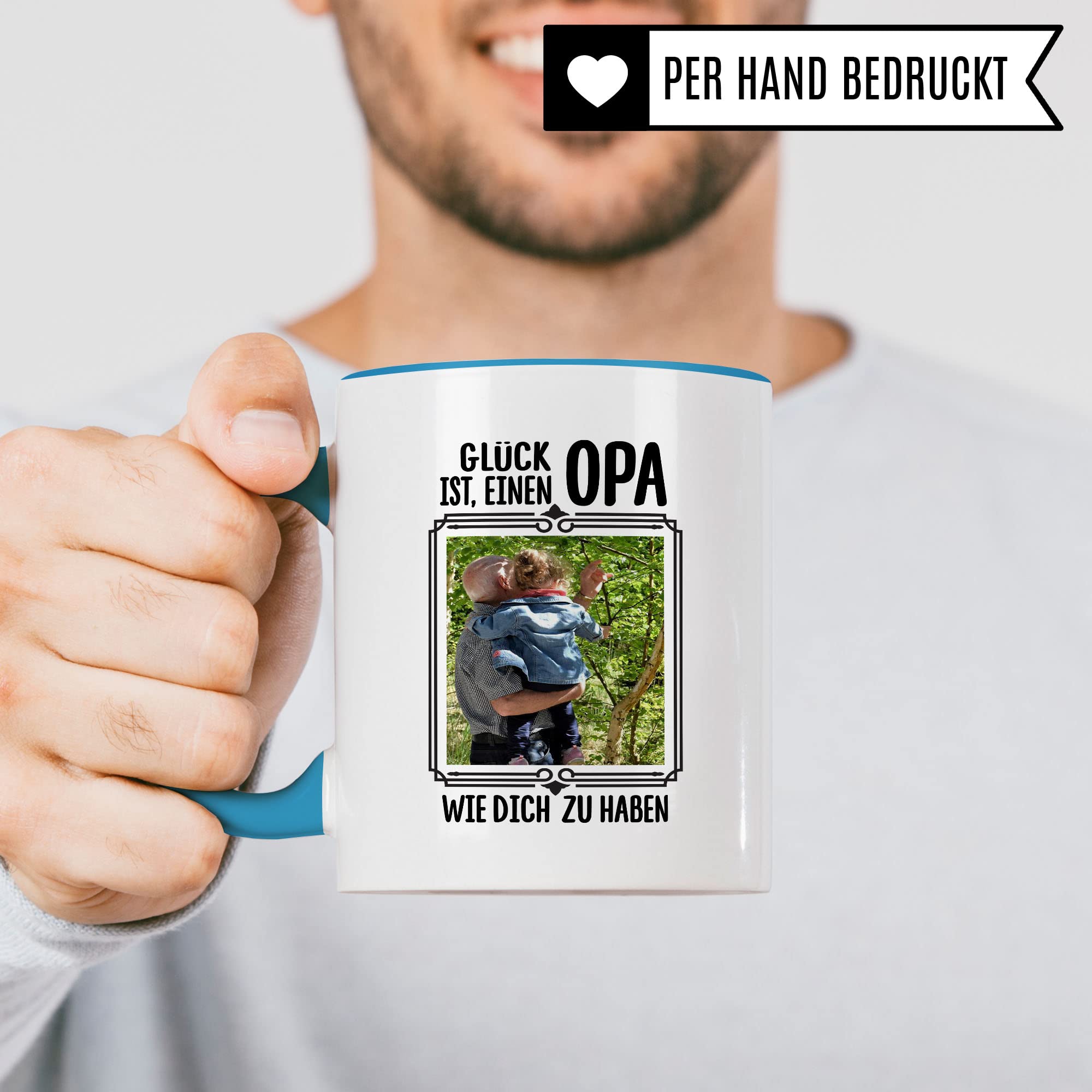 Tasse personalisierbar Opa Geschenk, Glück ist ein Opa wie dich zu haben Geschenkidee Großvater personalisierbar Kaffeetasse mit Spruch Kaffee-Becher Teetasse glücklich