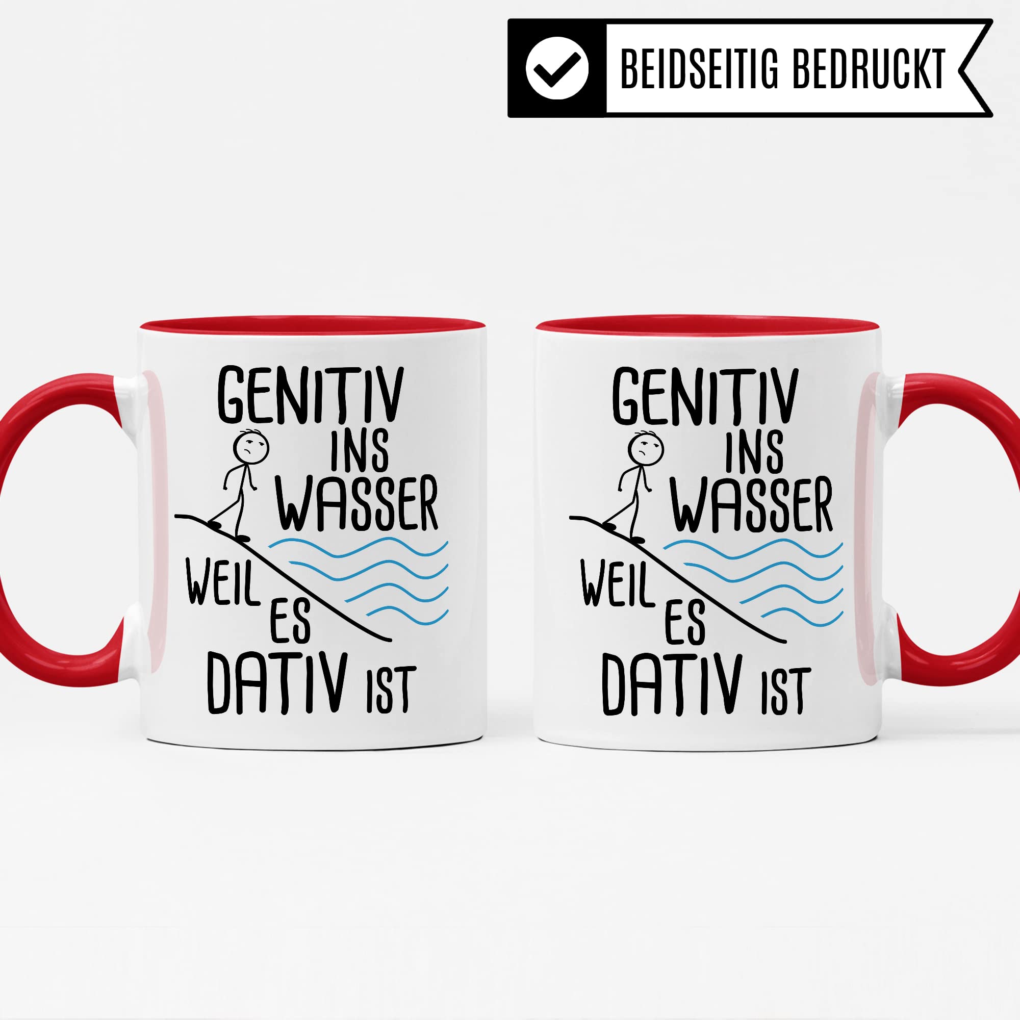 Grammatik Tasse, Genitiv ins Wasser weil es Dativ ist Geschenk Kaffee-Becher Geschenkidee Lehrer Tasse mit Spruch lustig Grammatik Deutsch Dativ Genitiv Kaffeetasse Teetasse Germanist