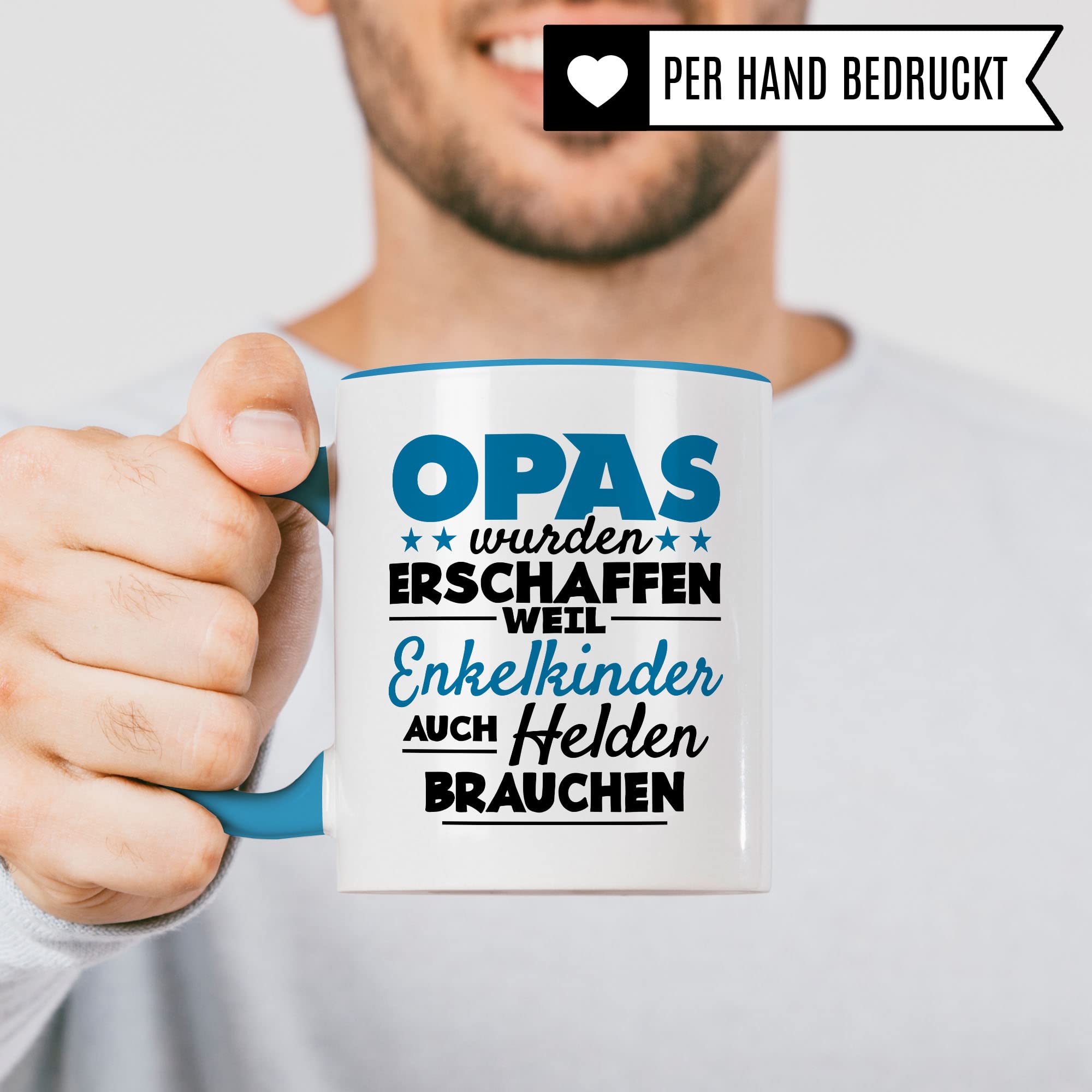 Opa Tasse - Opas wurden erschaffen weil Enkel-Kinder auch Helden brauchen - Geschenk Großvater Enkelkinder schöner Spruch Geschenkidee Enkel Kaffee-Becher