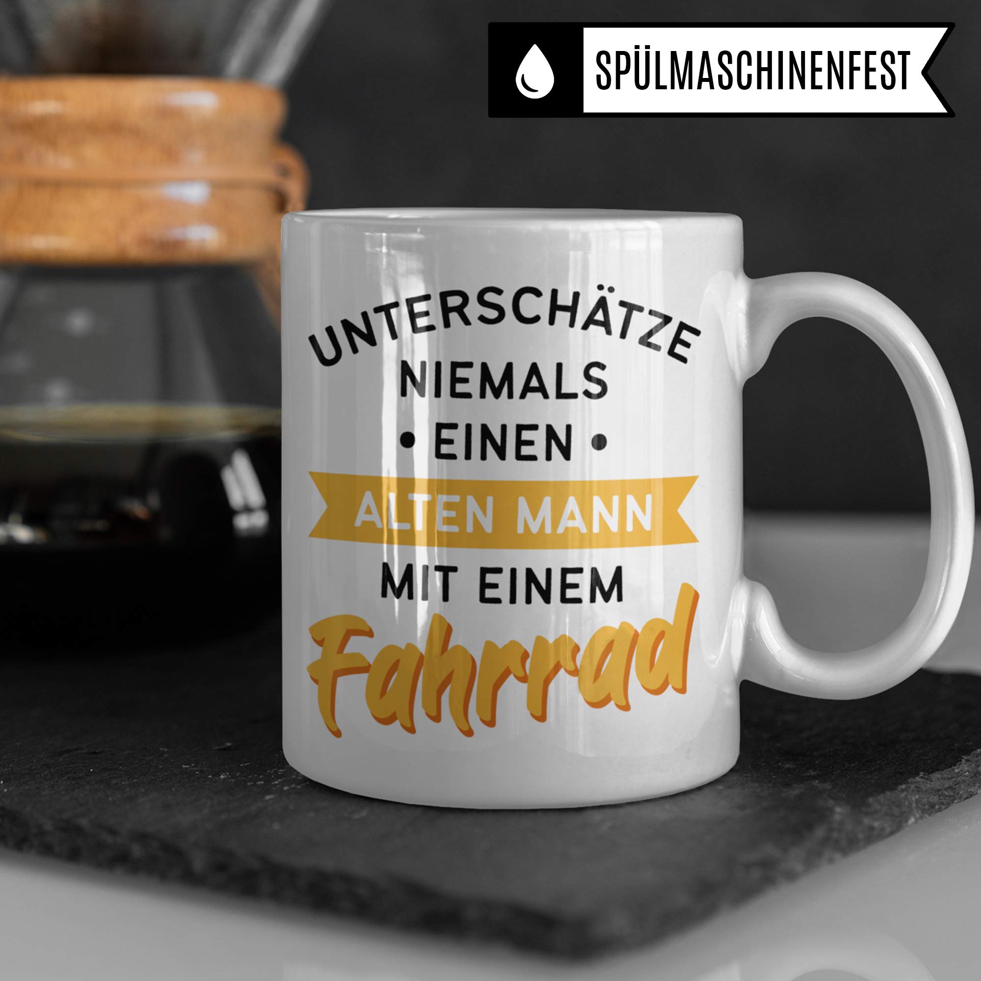 Tasse Fahrrad, Becher Geschenke für Radfahrer Spruch, Kaffeetasse Fahrrad Geschenk Fahrräder Fahrradfahrer Radfahren, Biker Mountainbike Rennrad Mountainbiker Kaffeebecher