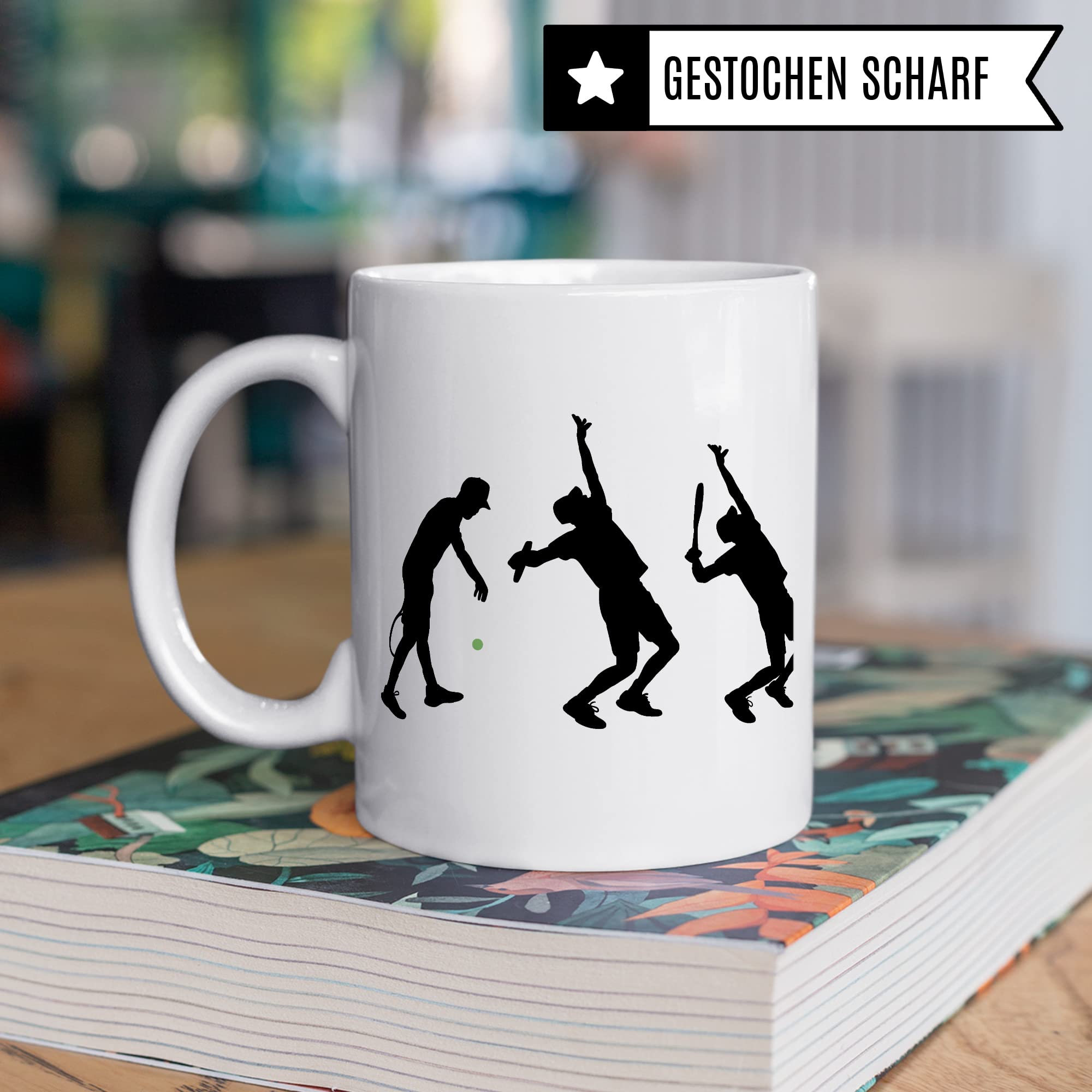 Tasse Tennis-Evolution, Geschenk Tennisspieler Tennis-Spielerin Bild, Geschenkidee Tennisprofi Tennisliebhaber Spielpartner Kollegen, Kaffeetasse Kaffebecher
