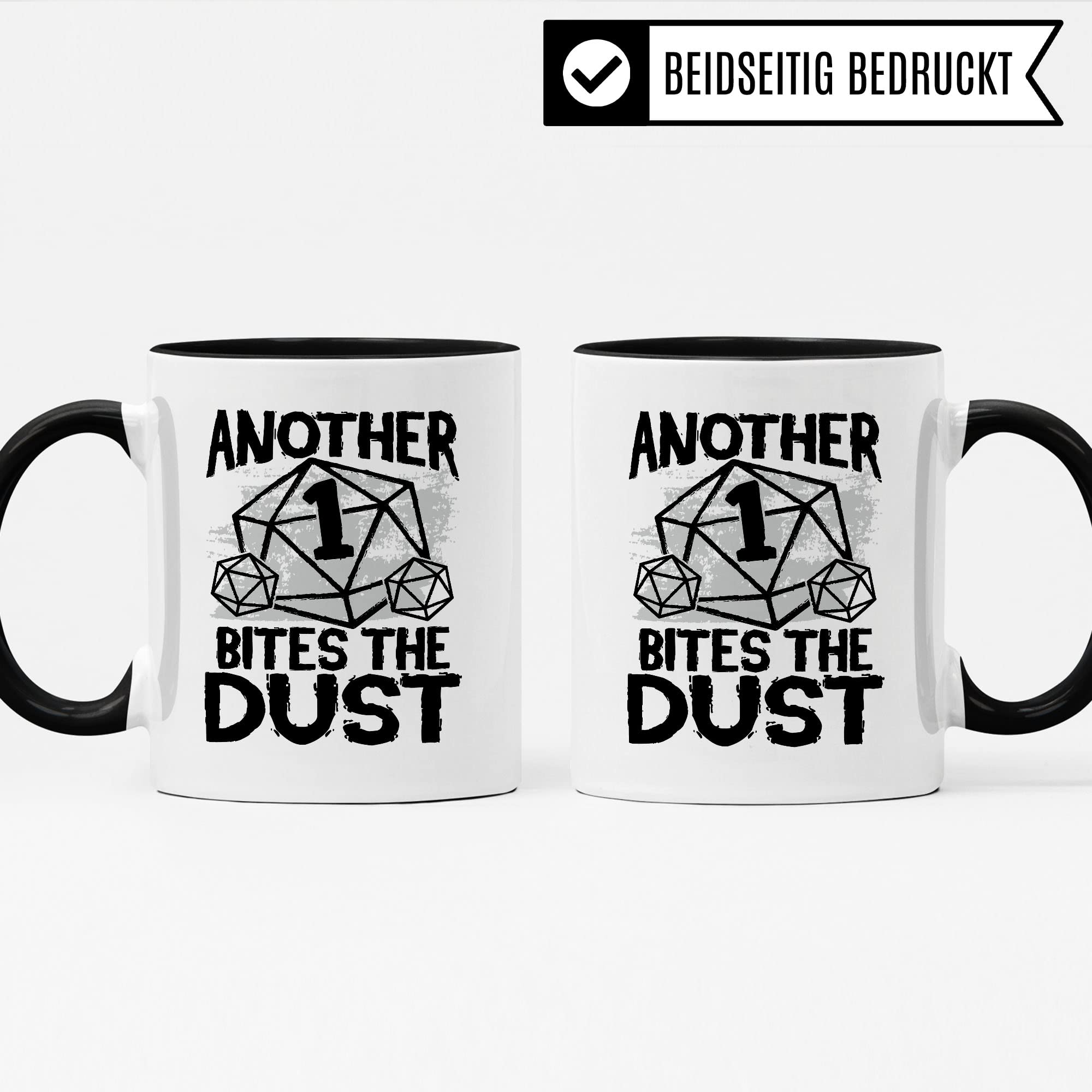 DnD Roleplay Tasse, Another 1 bites the Dust Spruch, DnD Roleplay Geschenk, Rollenspiel Spruch D20 Dice Pen & Paper Tabletop D20 Motiv - RPG Dungeon Kaffee-Becher Geschenkidee