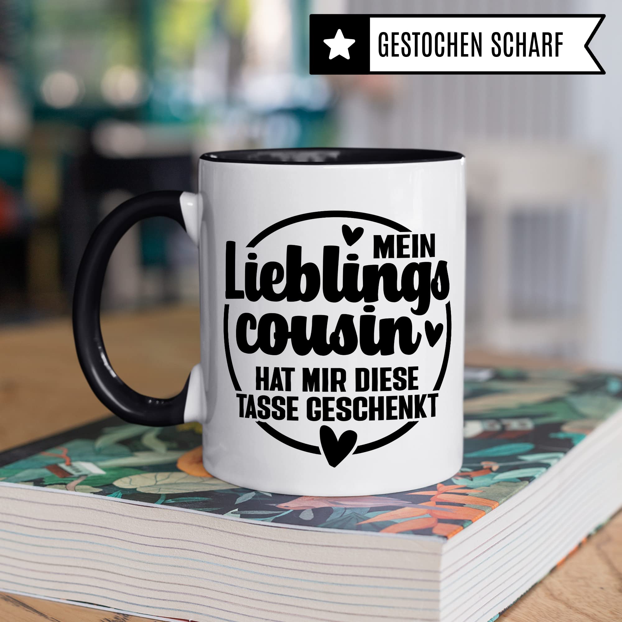 Cousin Tasse Geschenk, Mein Lieblingscousin hat mir diese Tasse geschenkt Kaffee-Becher Geschenkidee Kaffeetasse mit Spruch lustig Teetasse mit Motiv für Cousins Familie