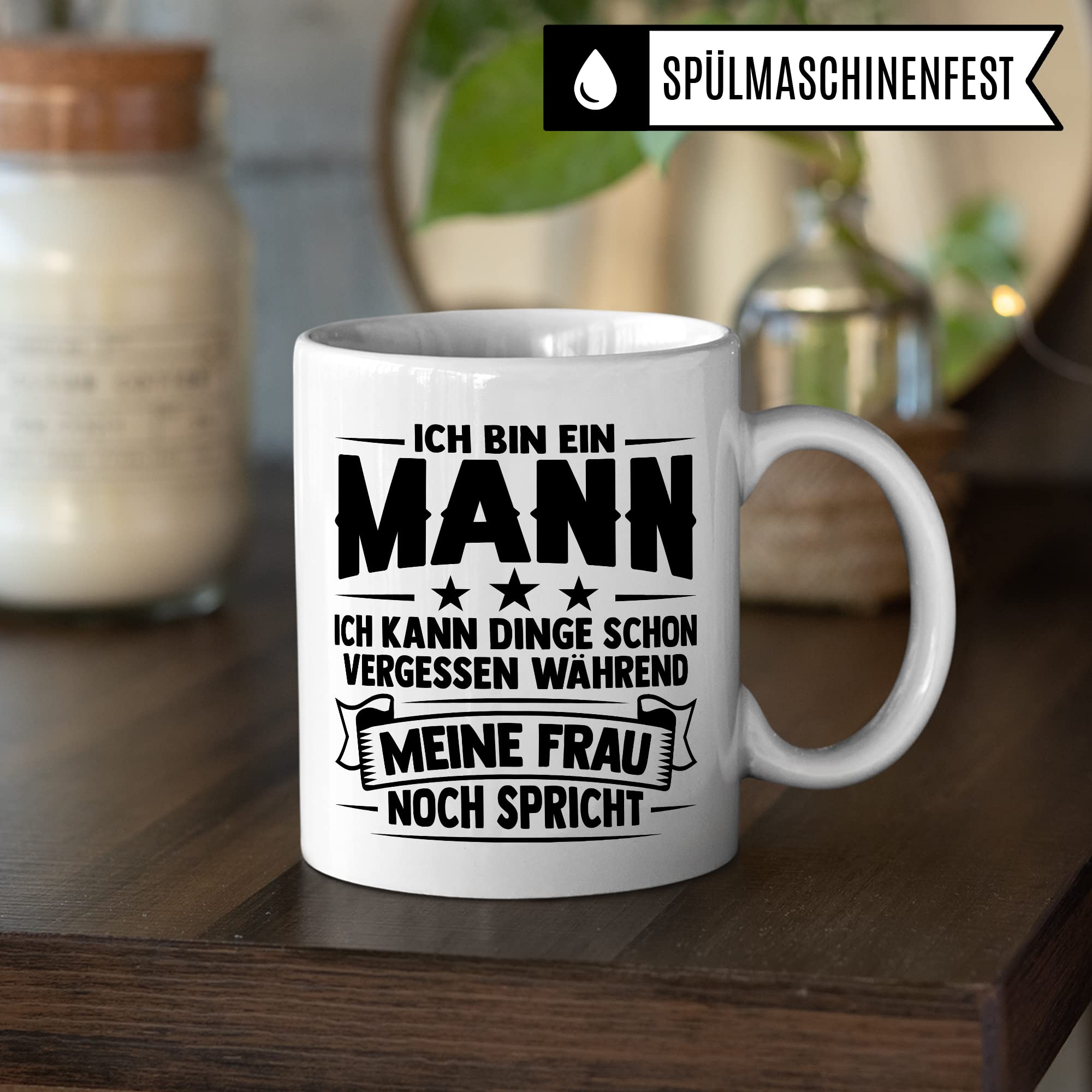 Tasse Ehemann, Ich bin ein Mann Ich kann Dinge schon vergessen während meine Frau noch spricht Geschenk Kaffee-Becher Geschenkidee Ehemänner Kaffeetasse mit Spruch lustig Teetasse