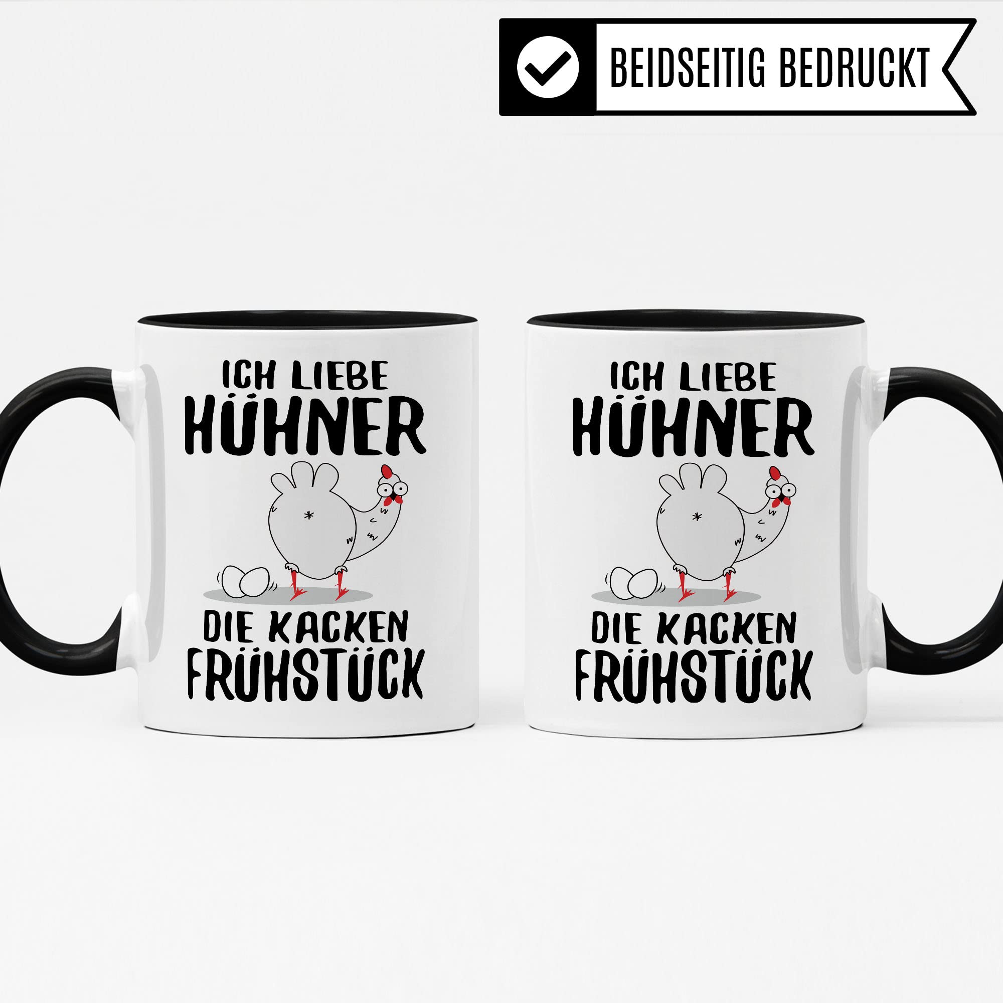 Hühner Tasse, Ich liebe Hühner die kacken Frühstück, lustig Hühnerhalter Geschenk für Landwirt Bauer Hühnerbesitzer, witzige Frühstück-Tasse mit Huhn-Motiv