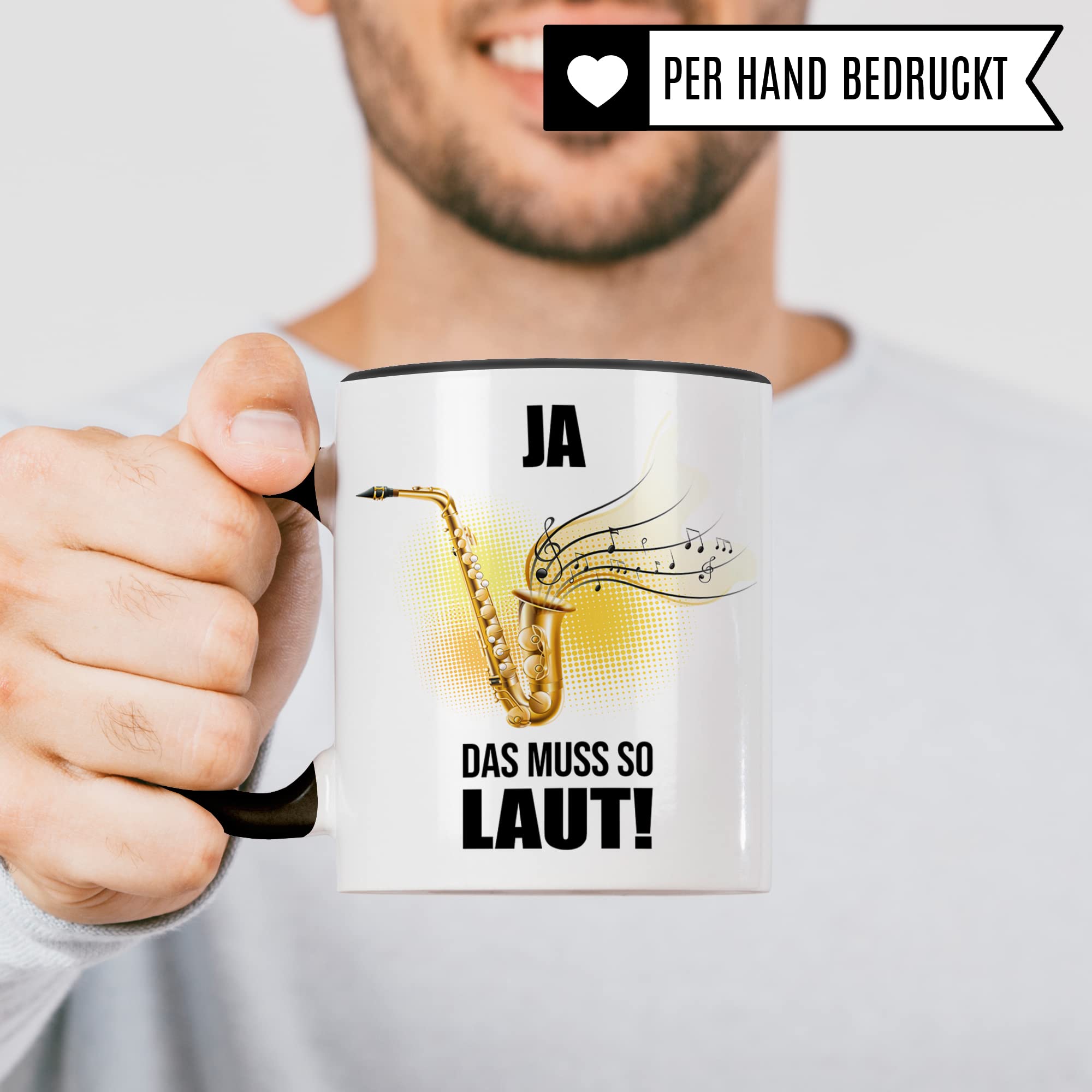 Saxophon Tasse - Musik Geschenk für Saxophonist Saxophonistin - Kaffeetasse Musiker Saxophonspieler - Instrument Geschenkideen Becher Saxofon Spruch Kaffeebecher