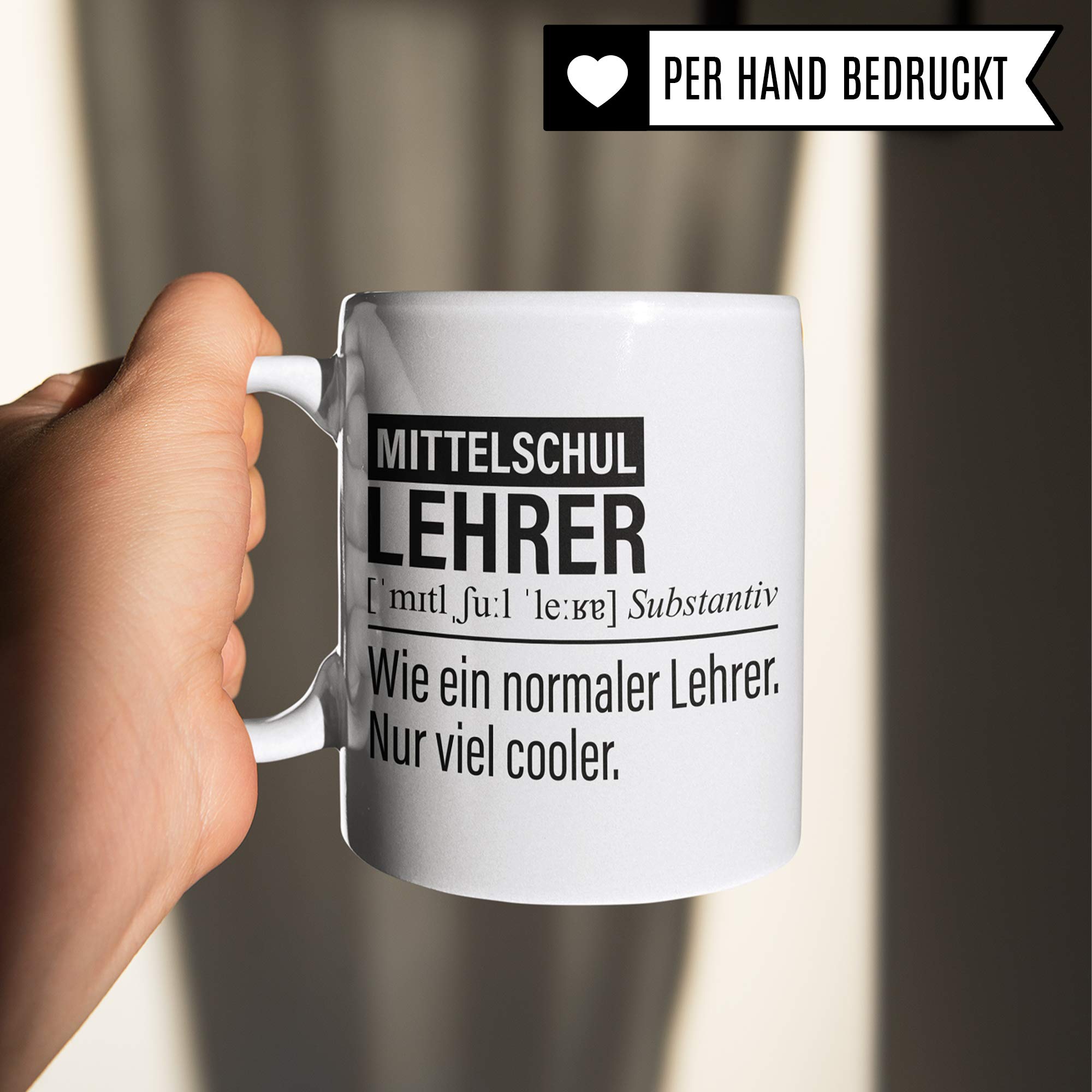 Mittelschullehrer Tasse, Geschenk für Mittelschule Hauptschule Lehrer, Kaffeetasse Geschenkidee Lehrer, Kaffeebecher Lehramt Schule Mittelschul Unterricht Witz