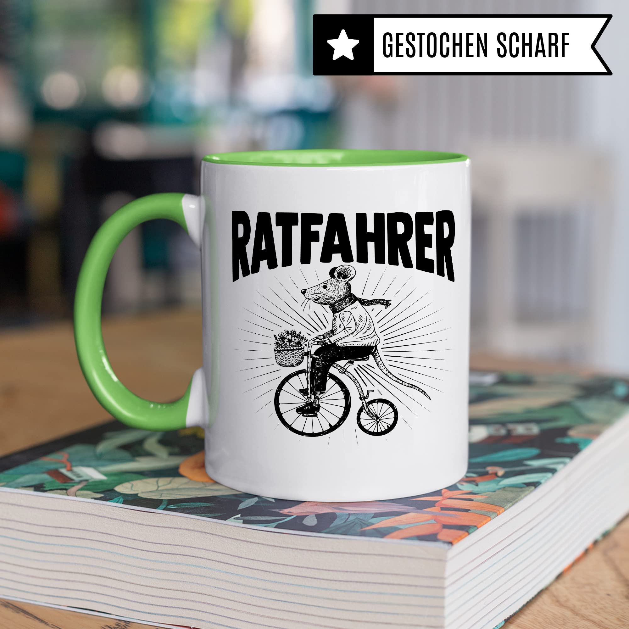 Ratfahrer Tasse Fahrrad Kaffeetasse Ratte Kaffee-becher Fahrradliebe Bike lustig Geschenk Fahrradfahren Geschenkidee Motiv Biker