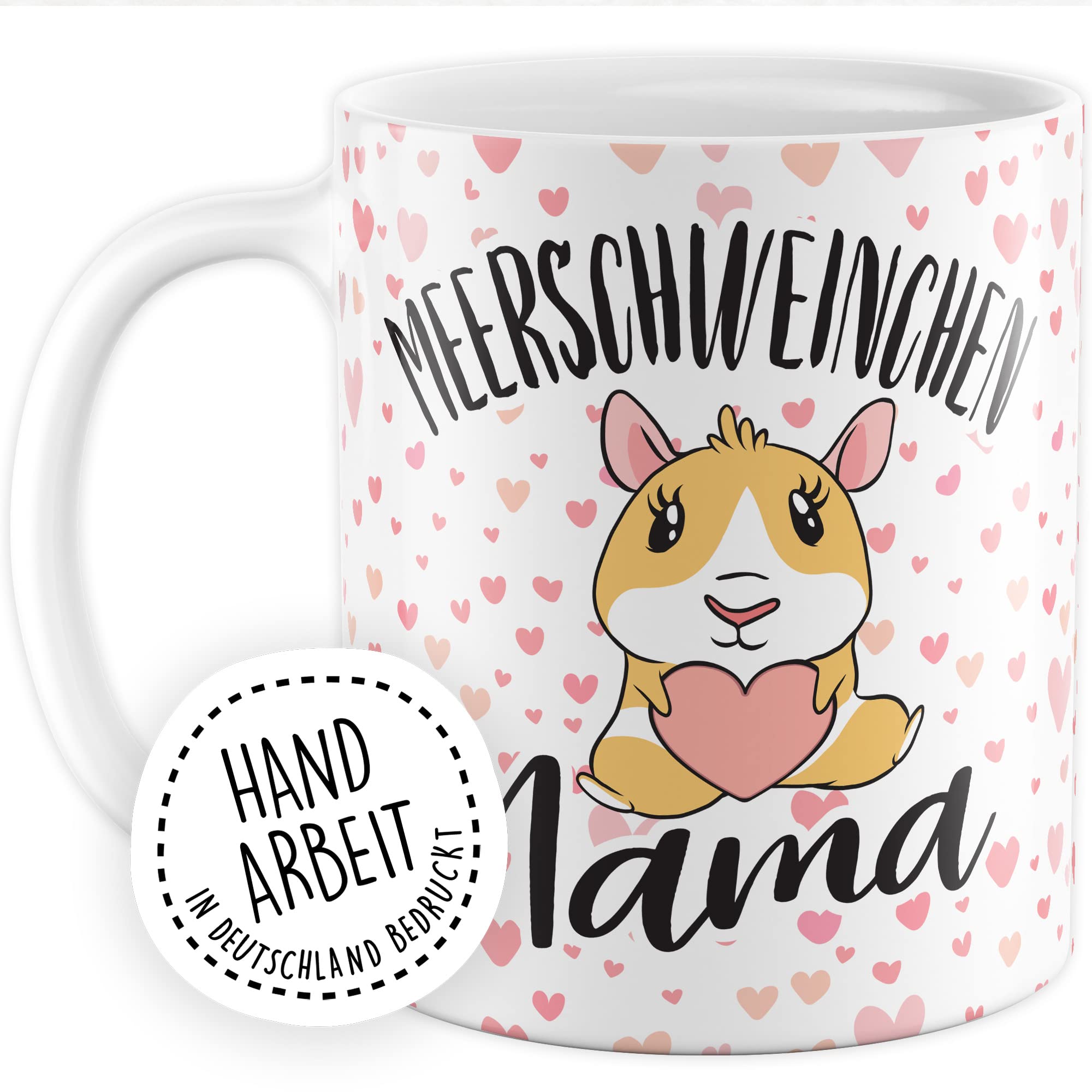 Meerschweinchen Mama Tasse mit Spruch lustige Meerschwein Kaffeetasse Geschenk Kaffee-Becher Meersau süß Geschenkidee Kollegin Humor Freundin Cartoon Aufdruck witzig Haustier