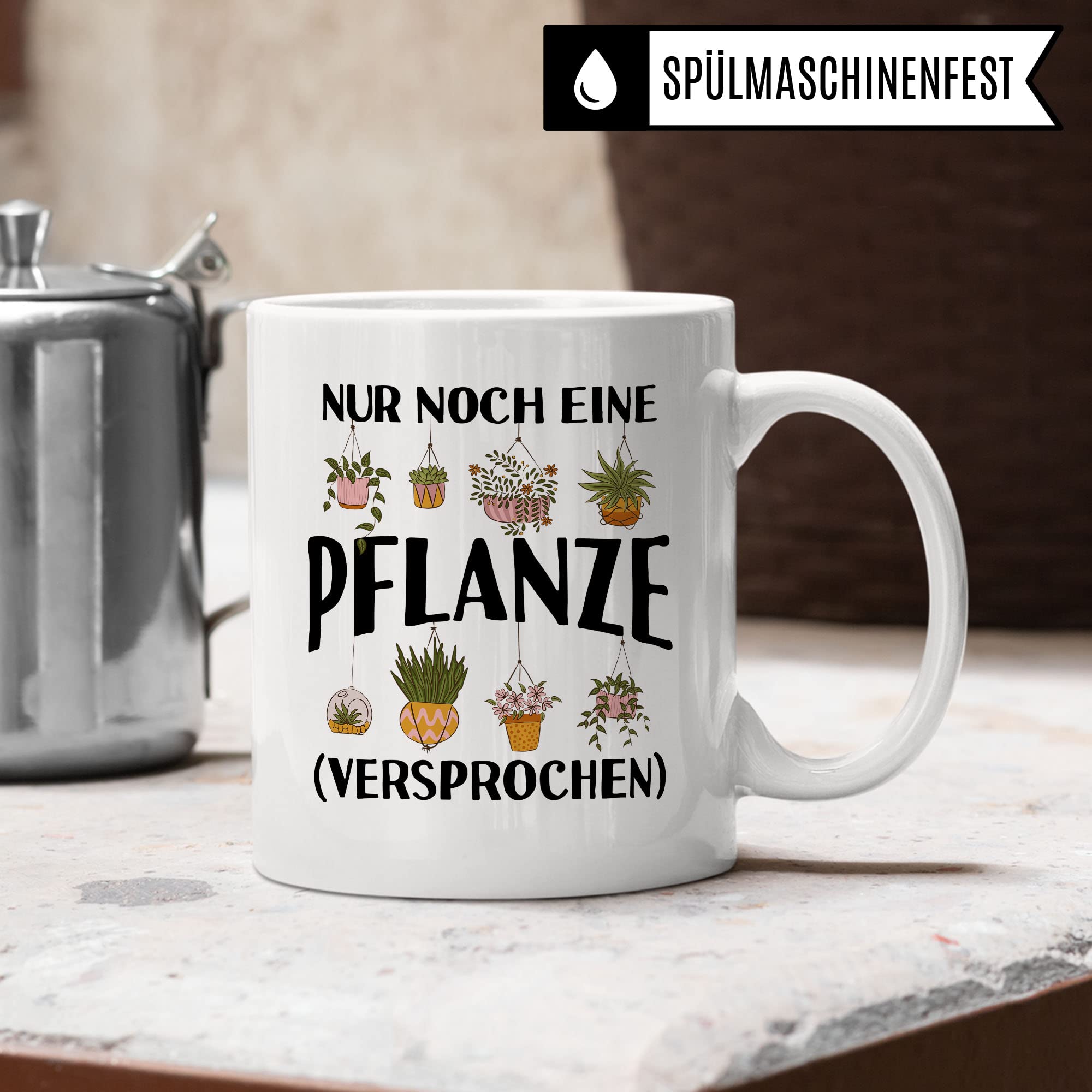 Tasse Garten-liebhaber, Nur noch eine Pflanze versprochen Spruch, Geschenk Garten-Motiv Kaffeetasse Hobby-Gärtner Hobby-Gärtnerin, Pflanzen-Motiv Pflanzenliebhaber Plants grüner Daumen Tassen