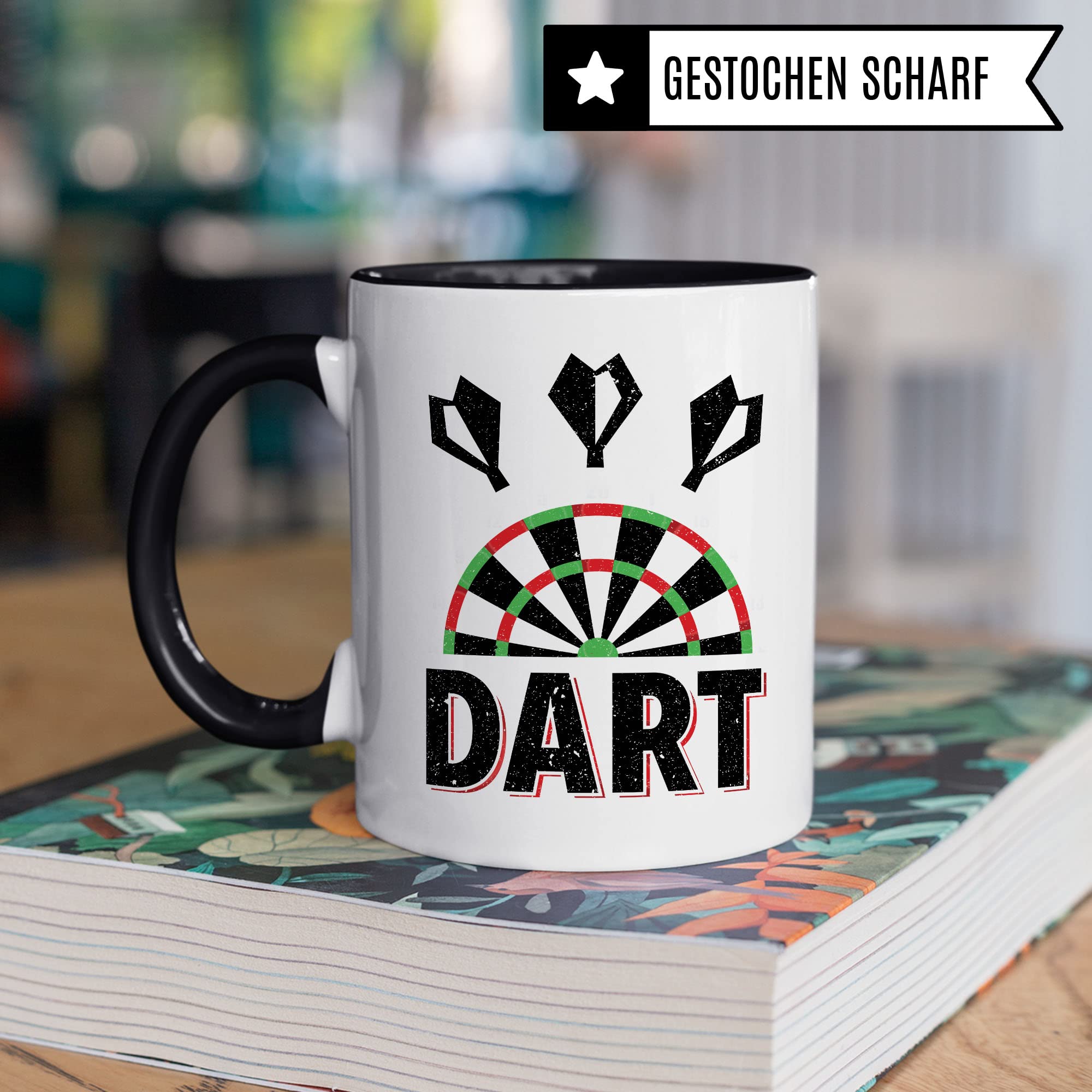 Dart Tasse Geschenkidee Kaffeetasse Humor Witz Geschenk für Dartspieler Kaffeebecher Darts Becher