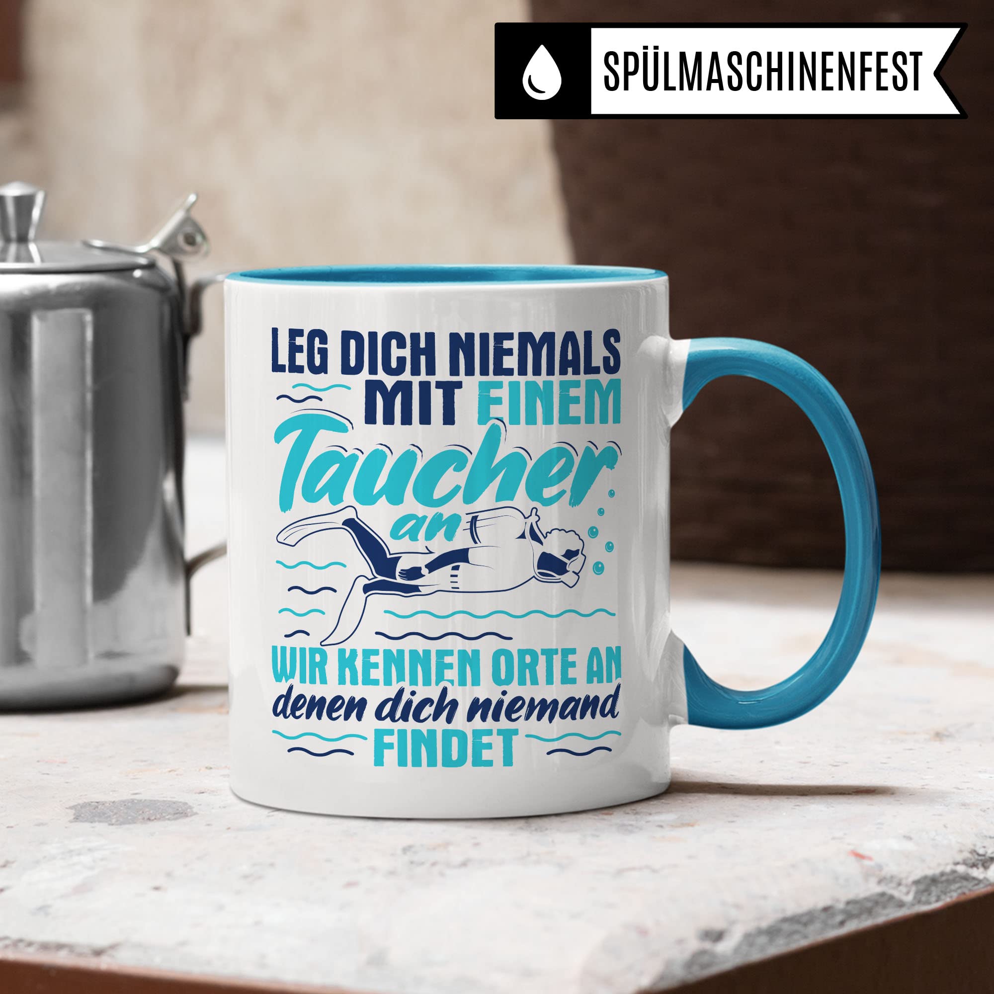 Tauchen Tasse Geschenkidee Diving Kaffeetasse Humor Witz Geschenk für Taucher Taucherin Kaffeebecher Diver Becher