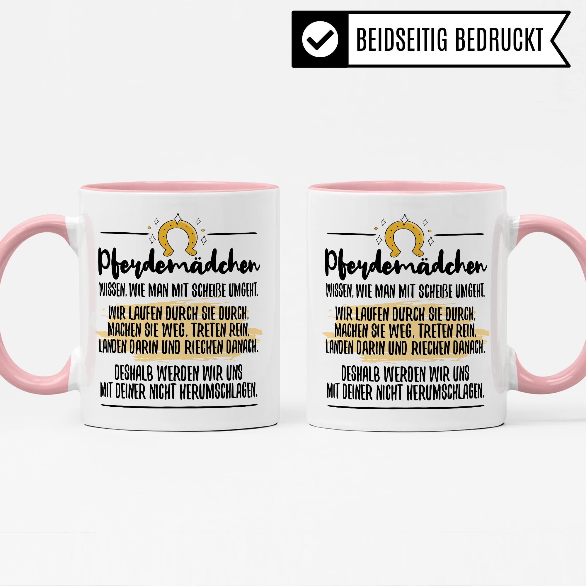 Tasse Pferdemädchen Pferd Pferde Kaffeetasse Reiterin Kaffee-Becher Reiten Teetasse Stallmädchen Pferdeliebhaber Geschenk Geschenkidee Stall Reiter Scheiße umgehen herumschlagen