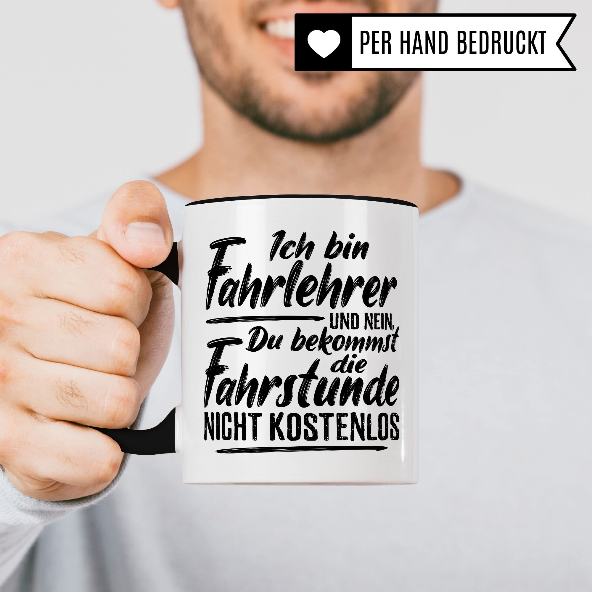 Fahrstunde Tasse Geschenkidee Kaffeetasse Humor Witz Geschenk für Fahrlehrer Kaffeebecher Fahrschule Becher