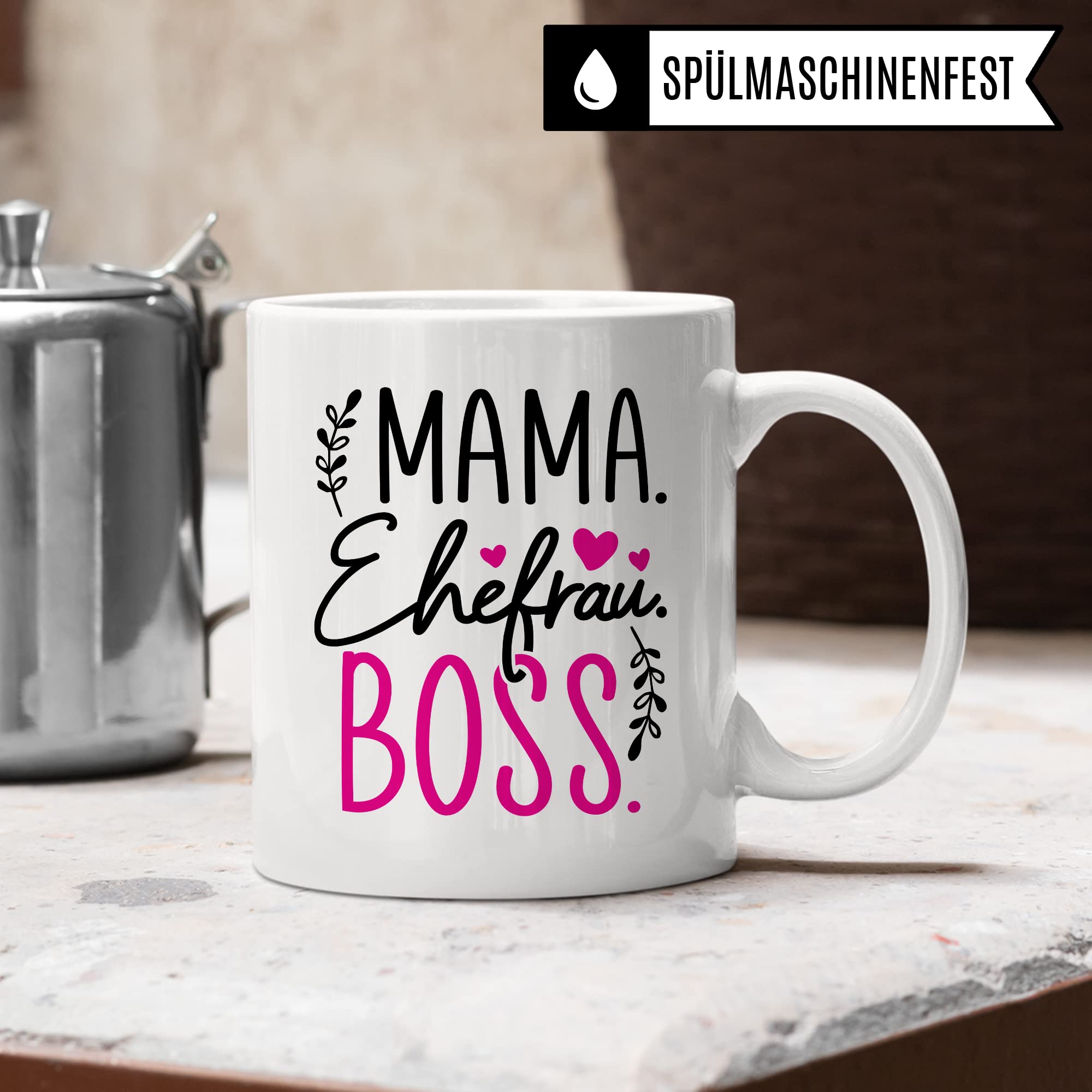 Tasse Mama Geschenk, Mama Ehefrau Boss Geschenkidee Kaffeetasse mit Spruch lustig Kaffee-Becher Mutter Chef Teetasse Muttertag Kaffee-Tasse